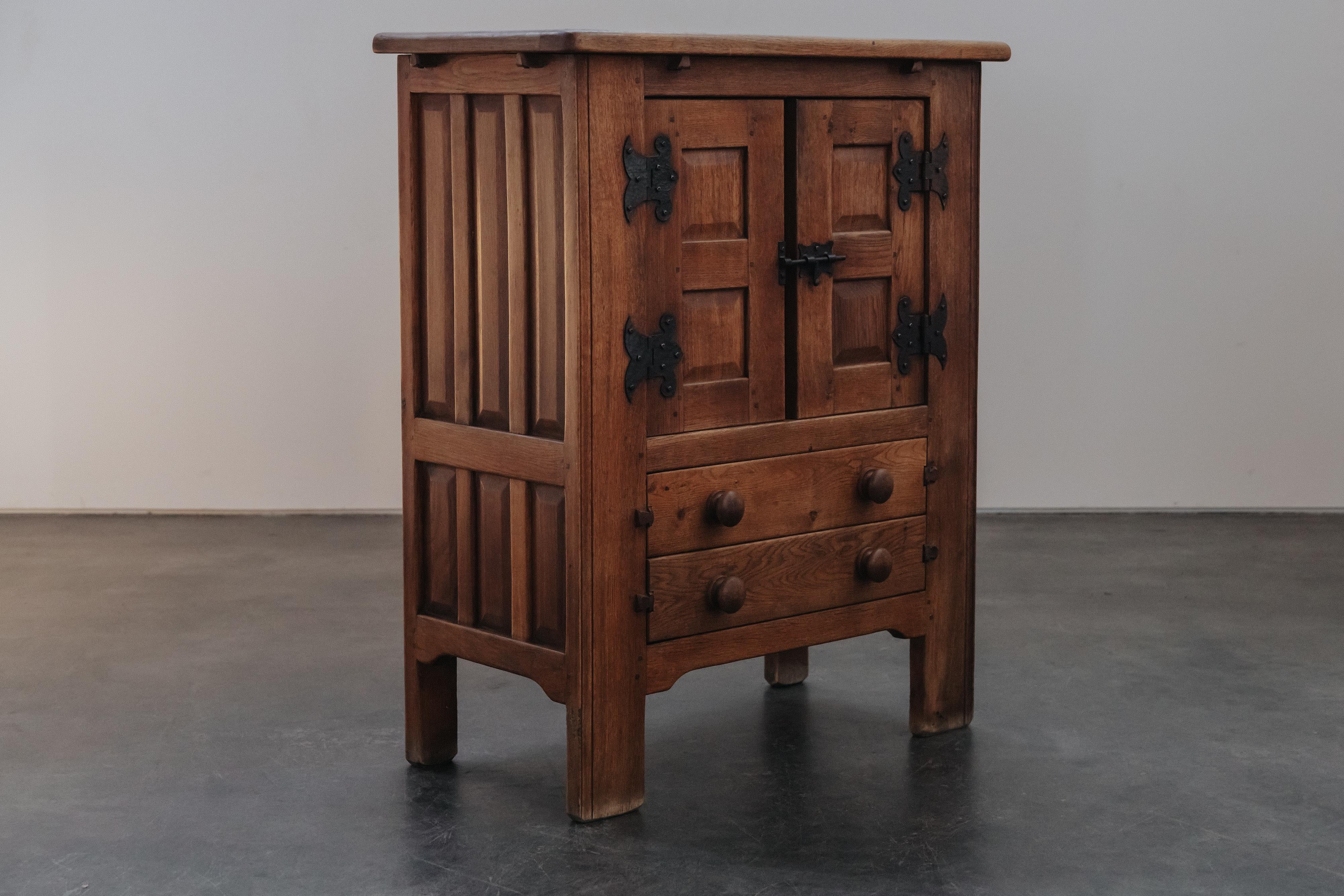 European Mid Century Oak Cabinet From France, Circa 1960 For Sale