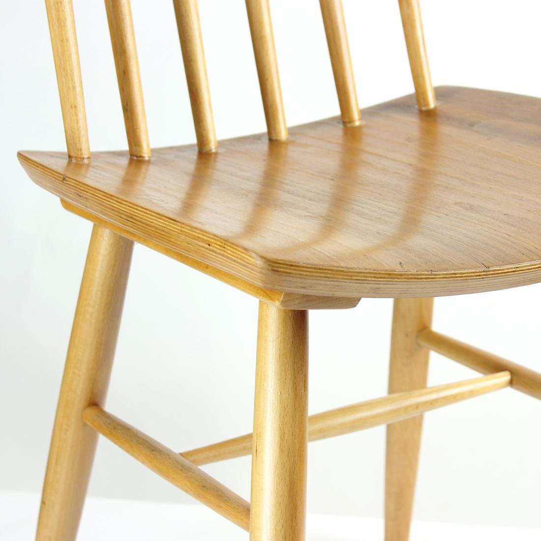 Midcentury Oak Chair Produced in 1975 For Sale 8