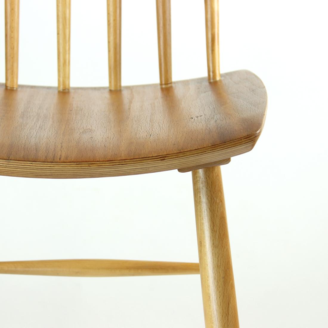 Midcentury Oak Chair Produced in 1975 For Sale 9