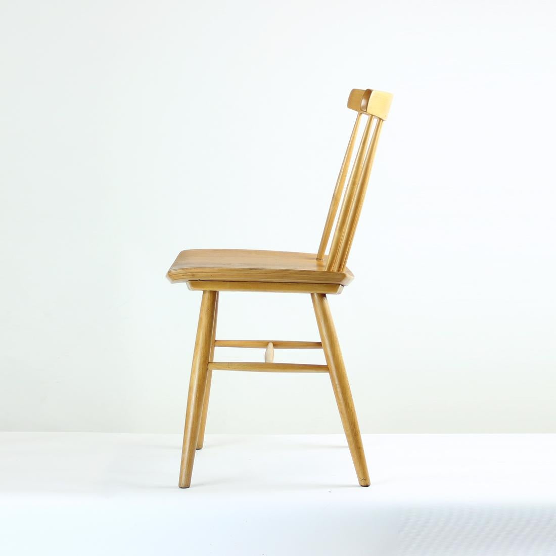 Czech Midcentury Oak Chair Produced in 1975 For Sale