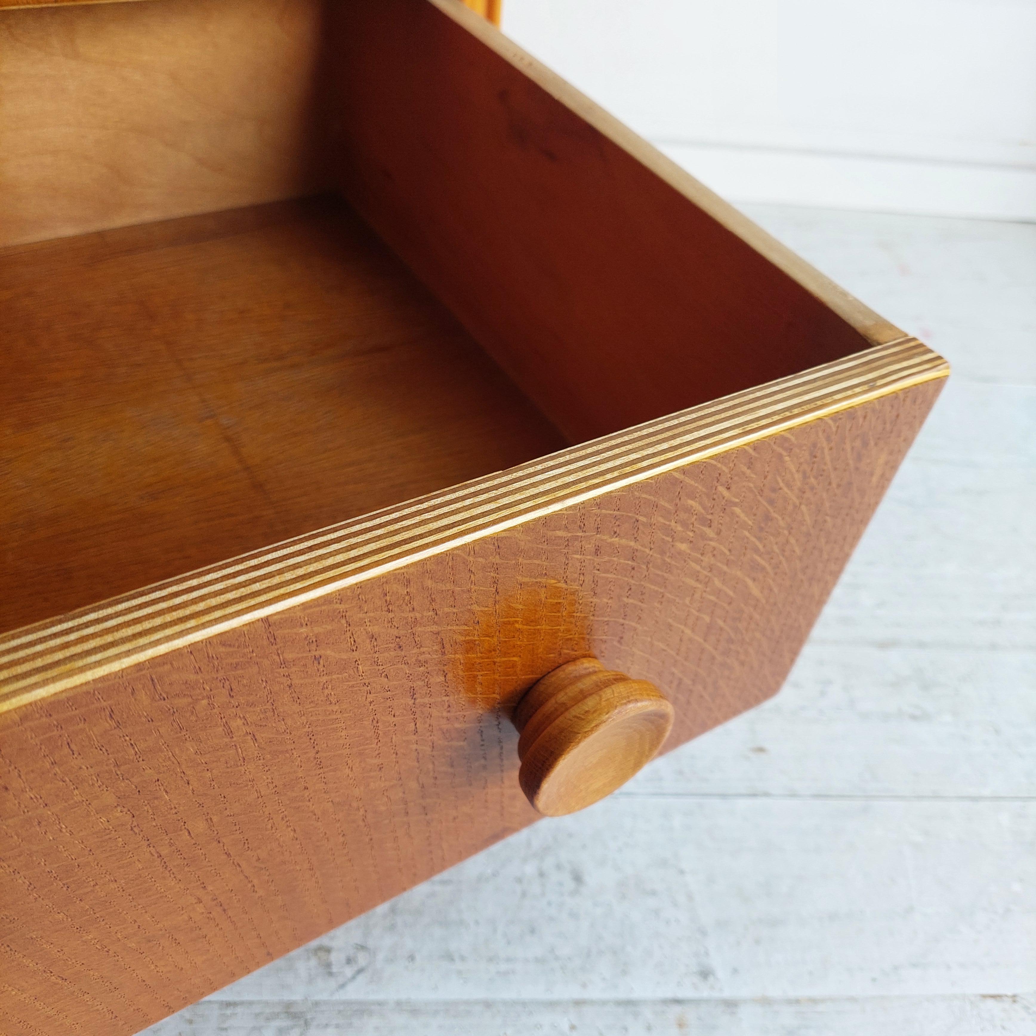 Mid Century Oak Chest Of 5 Drawers Tallboy,  Meredew Style, 60s 7