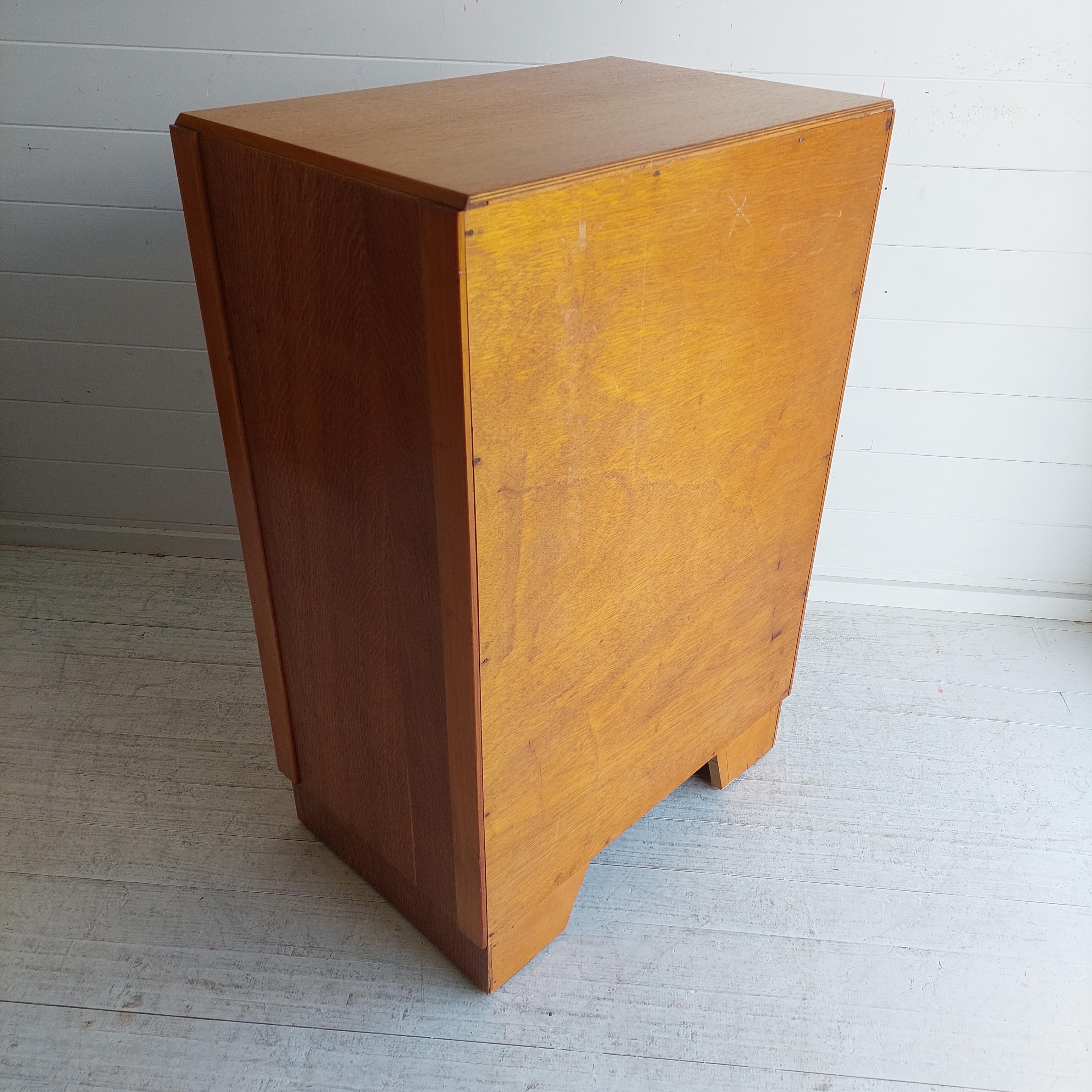 Mid Century Oak Chest Of 5 Drawers Tallboy,  Meredew Style, 60s 11