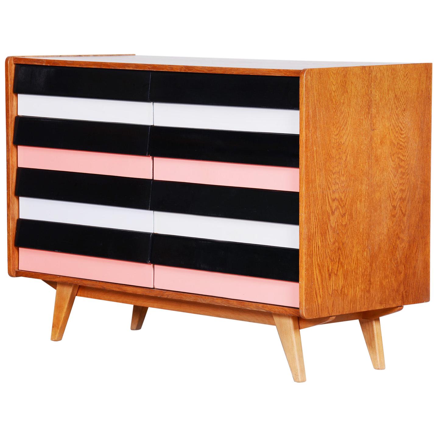 Midcentury Oak Chest with Drawers, Czechia, Jiroutek, Interier Praha, 1950s