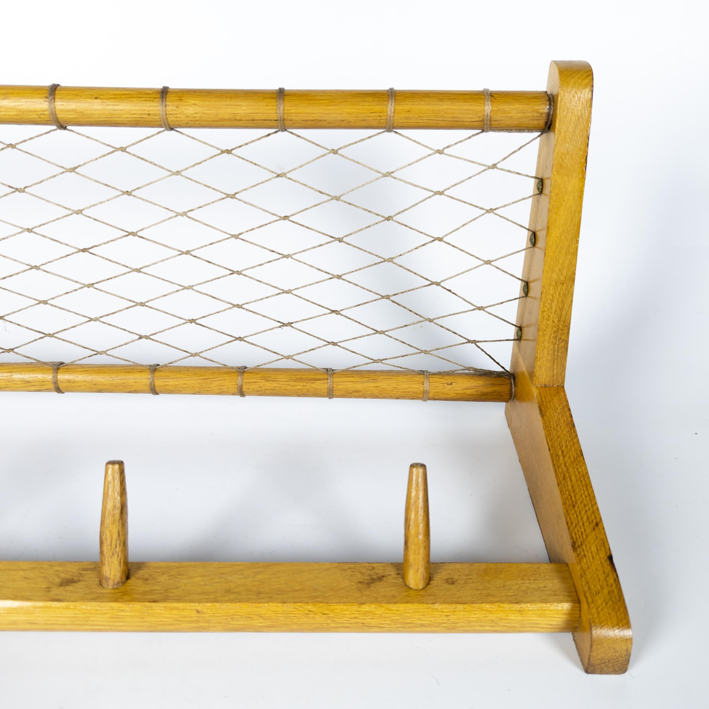 Mid Century Oak Coat Rack with Shelf from ÚLUV In Good Condition For Sale In PRAHA 5, CZ