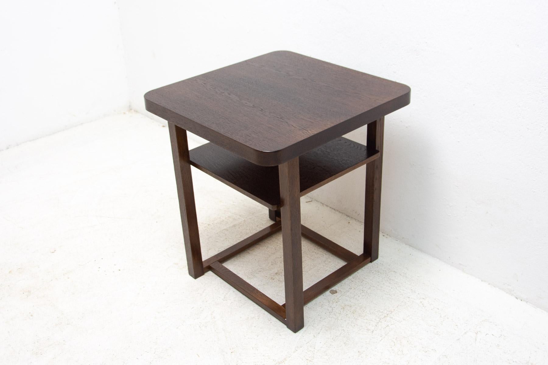 Art Deco Mid Century Oak Coffee Table, 1950’s, Czechoslovakia For Sale