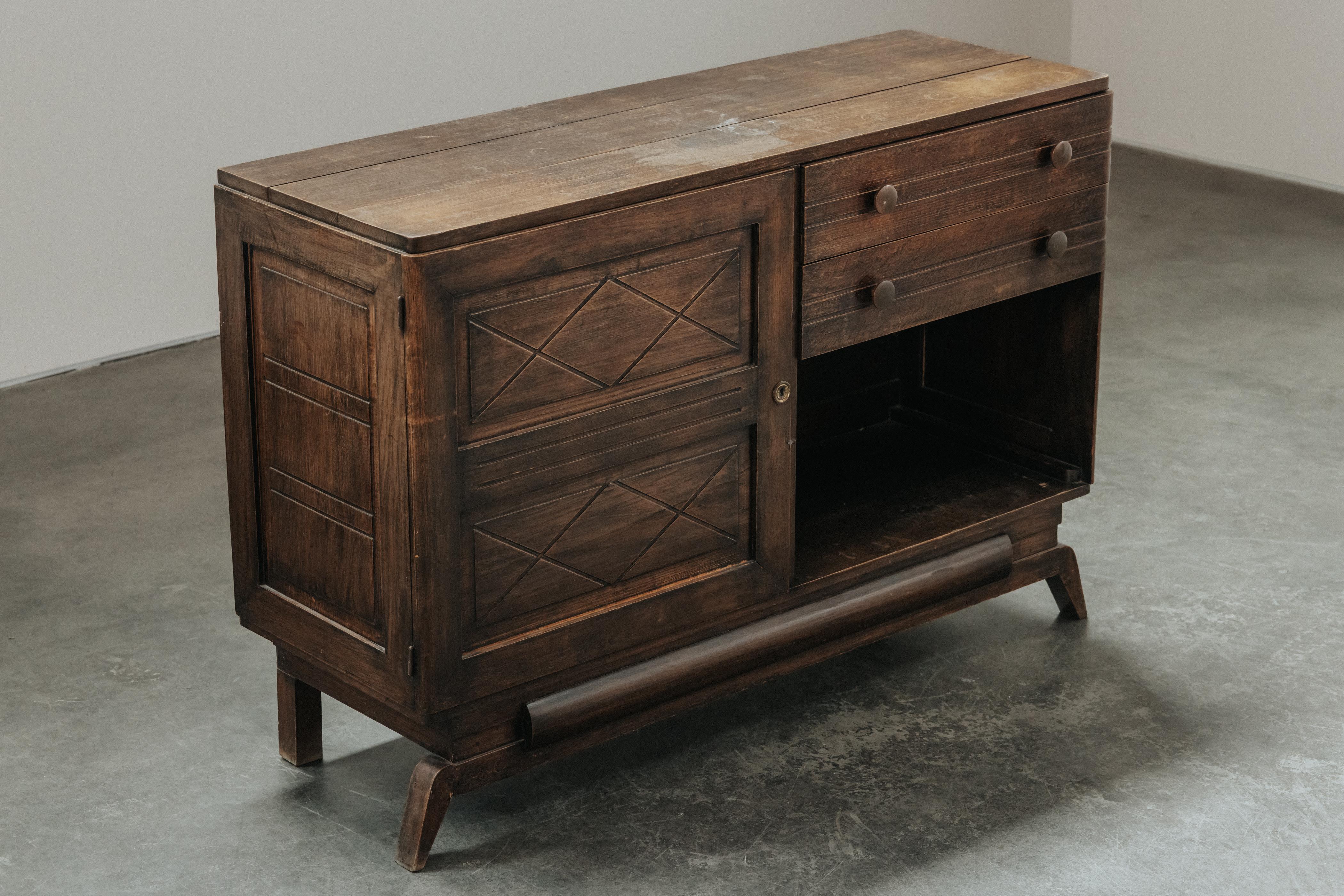 Mid-20th Century Mid Century Oak Credenza From France, Circa 1960 For Sale