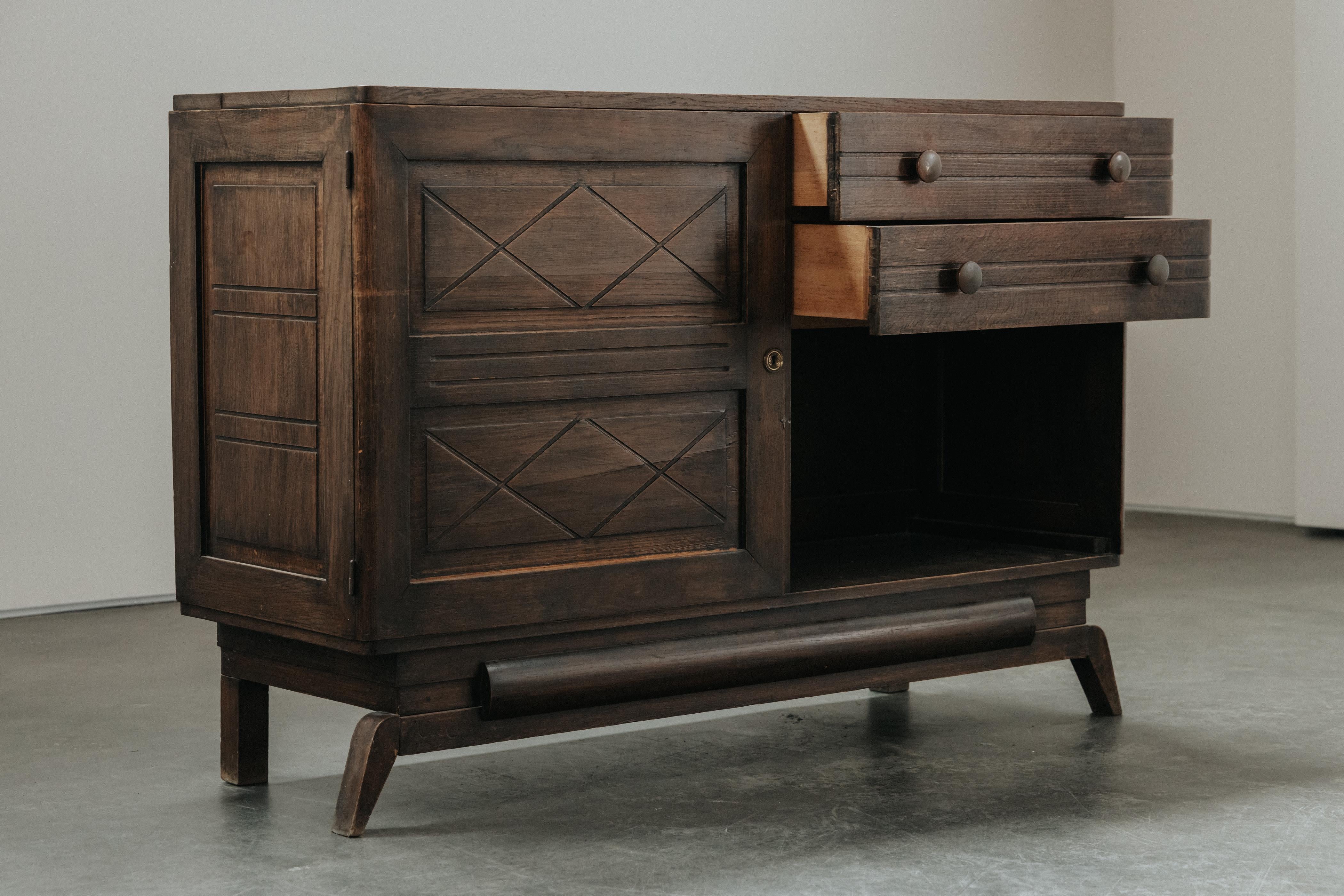 Mid Century Oak Credenza From France, Circa 1960 For Sale 4
