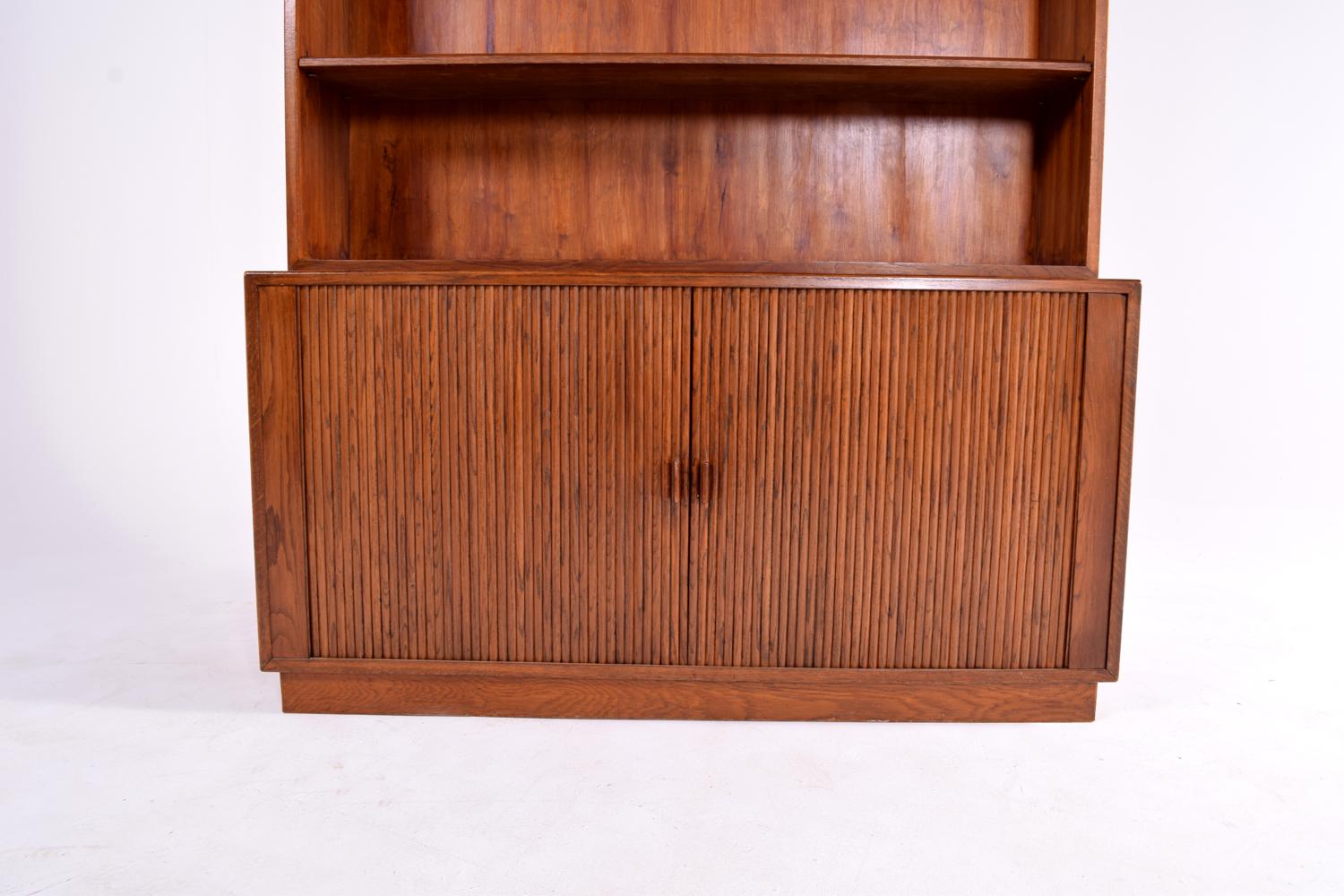 Scandinavian Modern Midcentury Oak Danish Bookcase with Sliding Doors For Sale