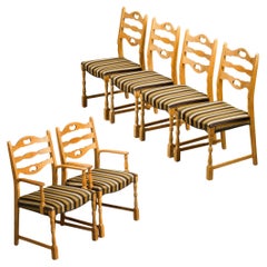 Mid-Century Oak Danish Dining Chairs by Henning Kjærnulf, Denmark, Set of 6
