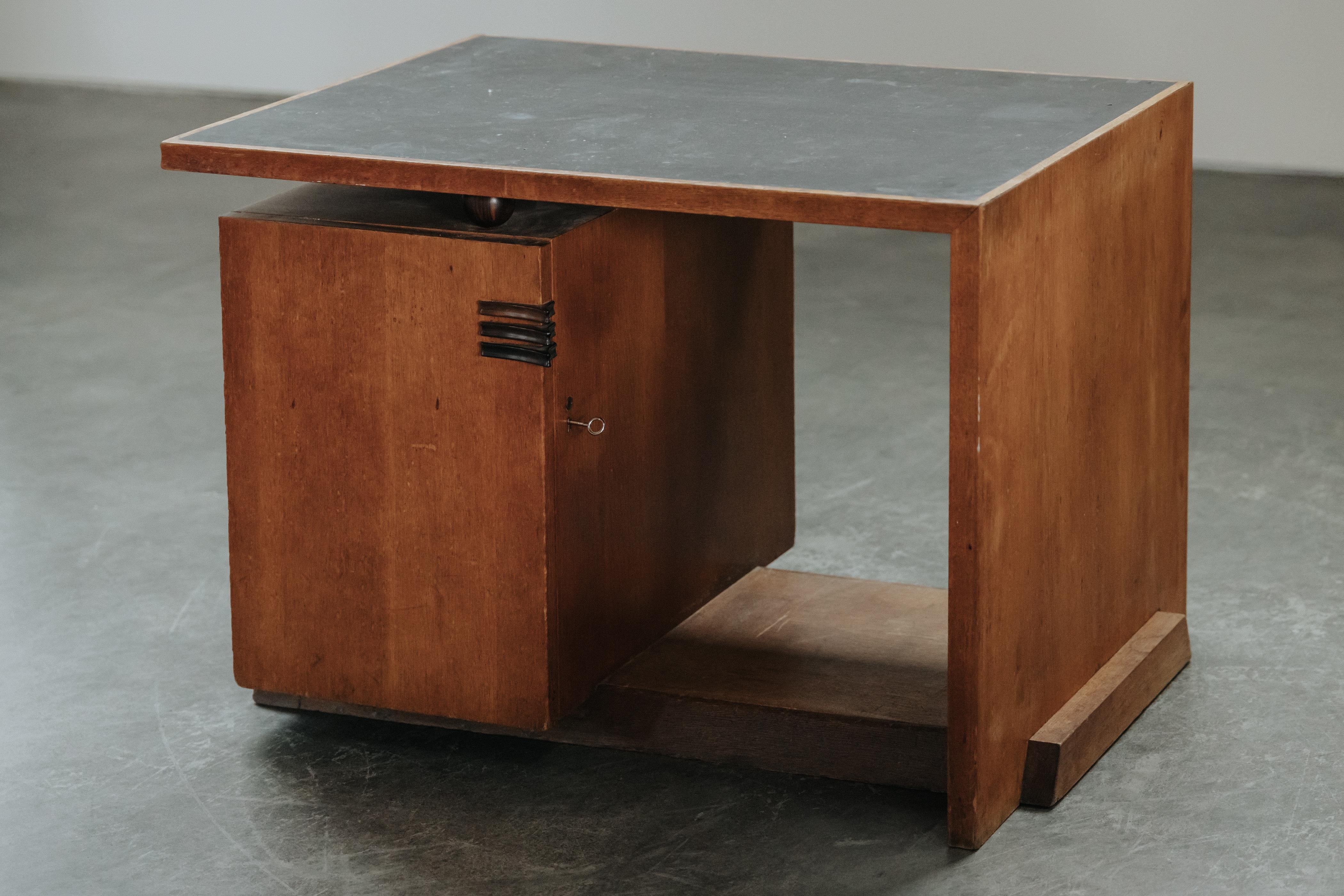 European Mid Century Oak Desk From The Netherlands, Circa 1950 For Sale