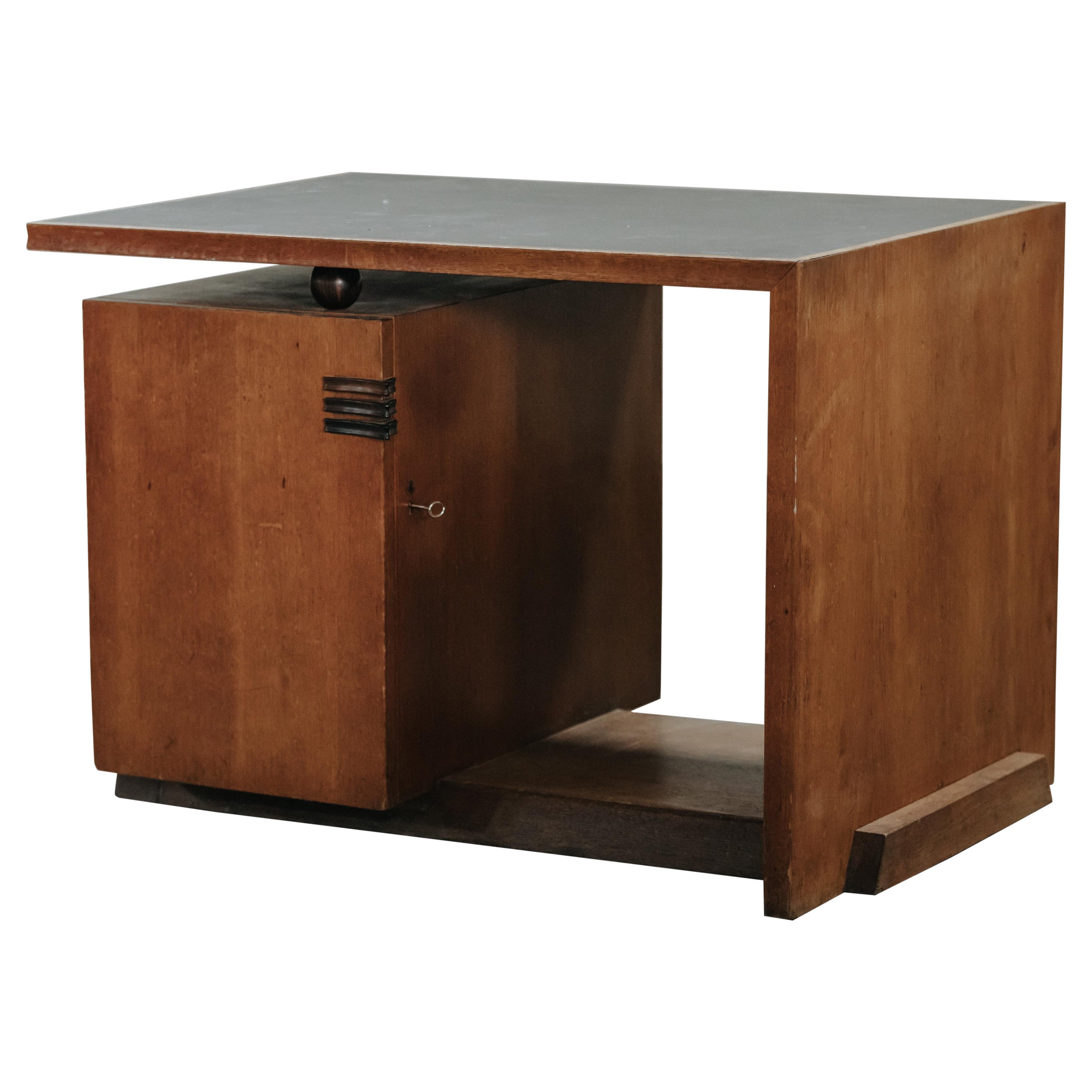 Mid Century Oak Desk From The Netherlands, Circa 1950
