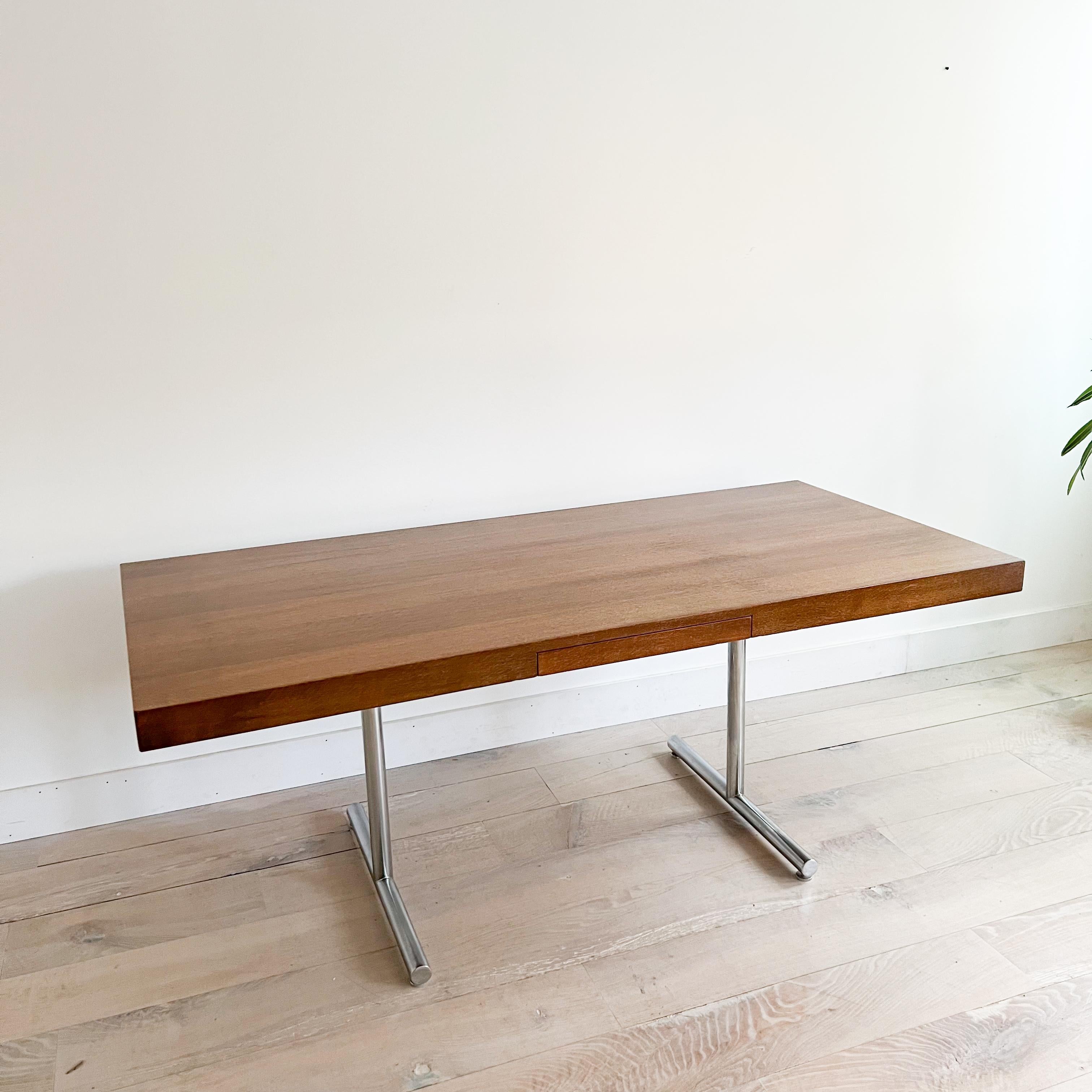Mid-Century Modern Mid Century Oak Desk with Chrome Base by Hans Eichenberger for Stendig