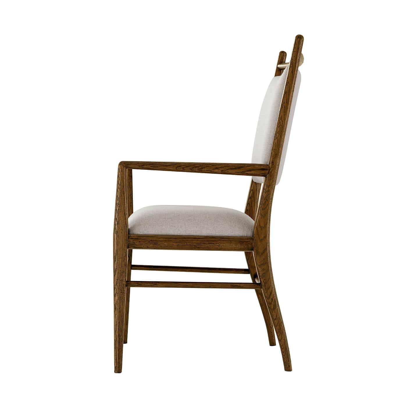 Contemporary Mid Century Oak Dining Armchair For Sale