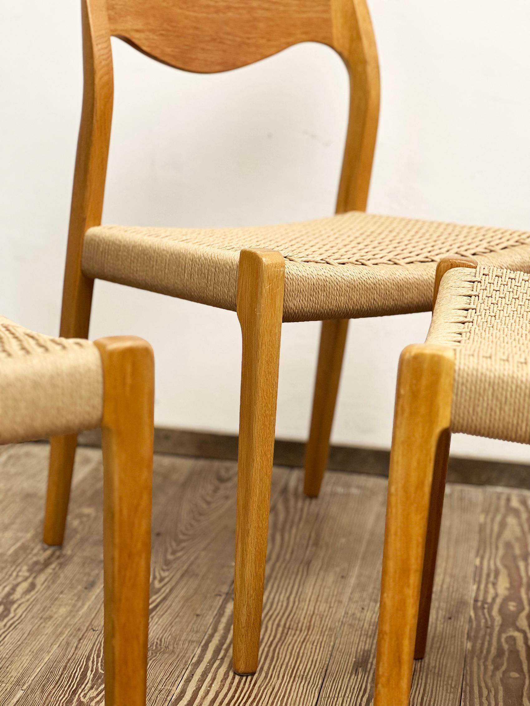Mid-Century Oak Dining Chairs #71, by Niels O. Møller for J. L. Moller, Set of 6 For Sale 3