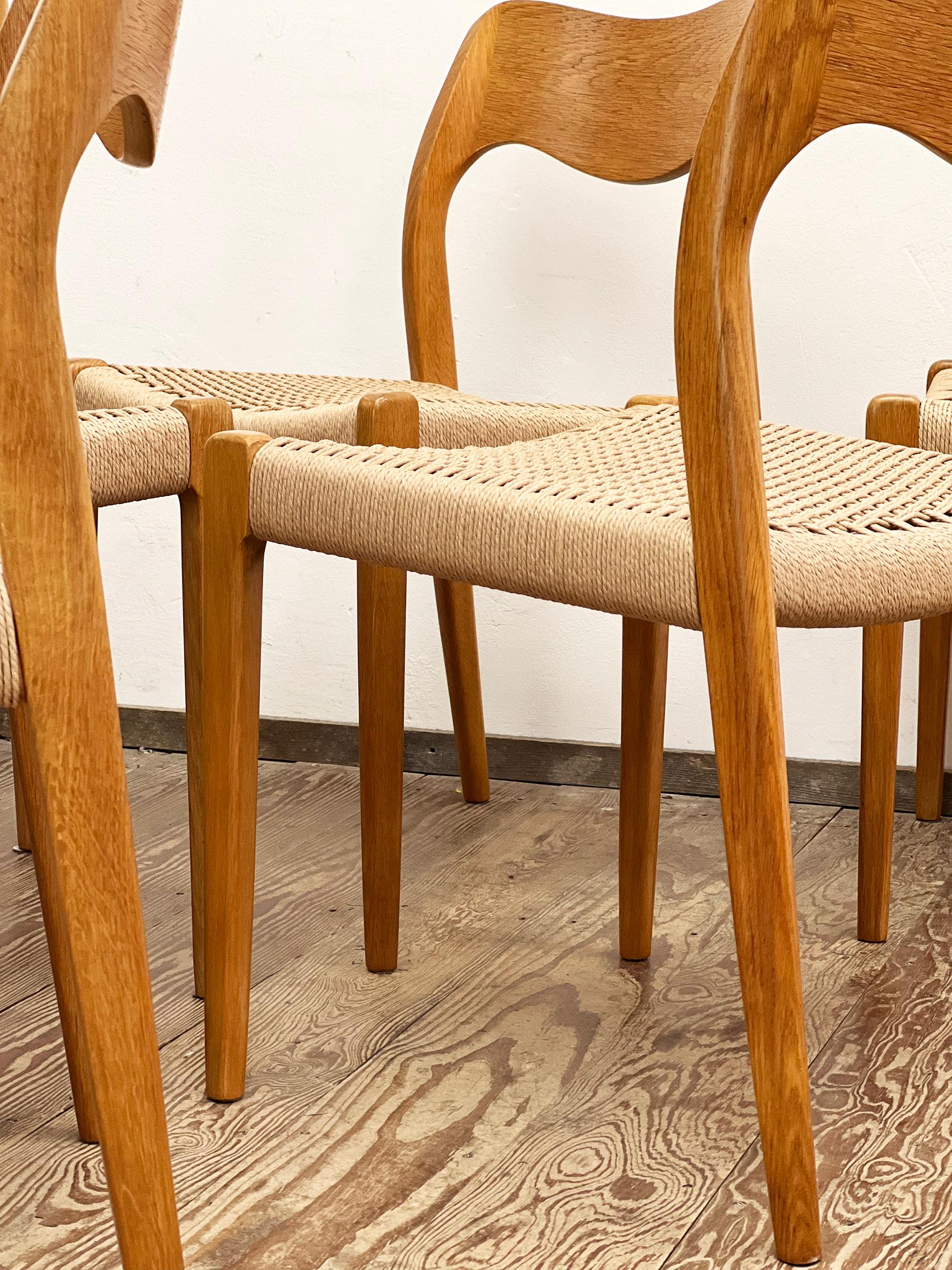 Mid-20th Century Mid-Century Oak Dining Chairs #71, by Niels O. Møller for J. L. Moller, Set of 6