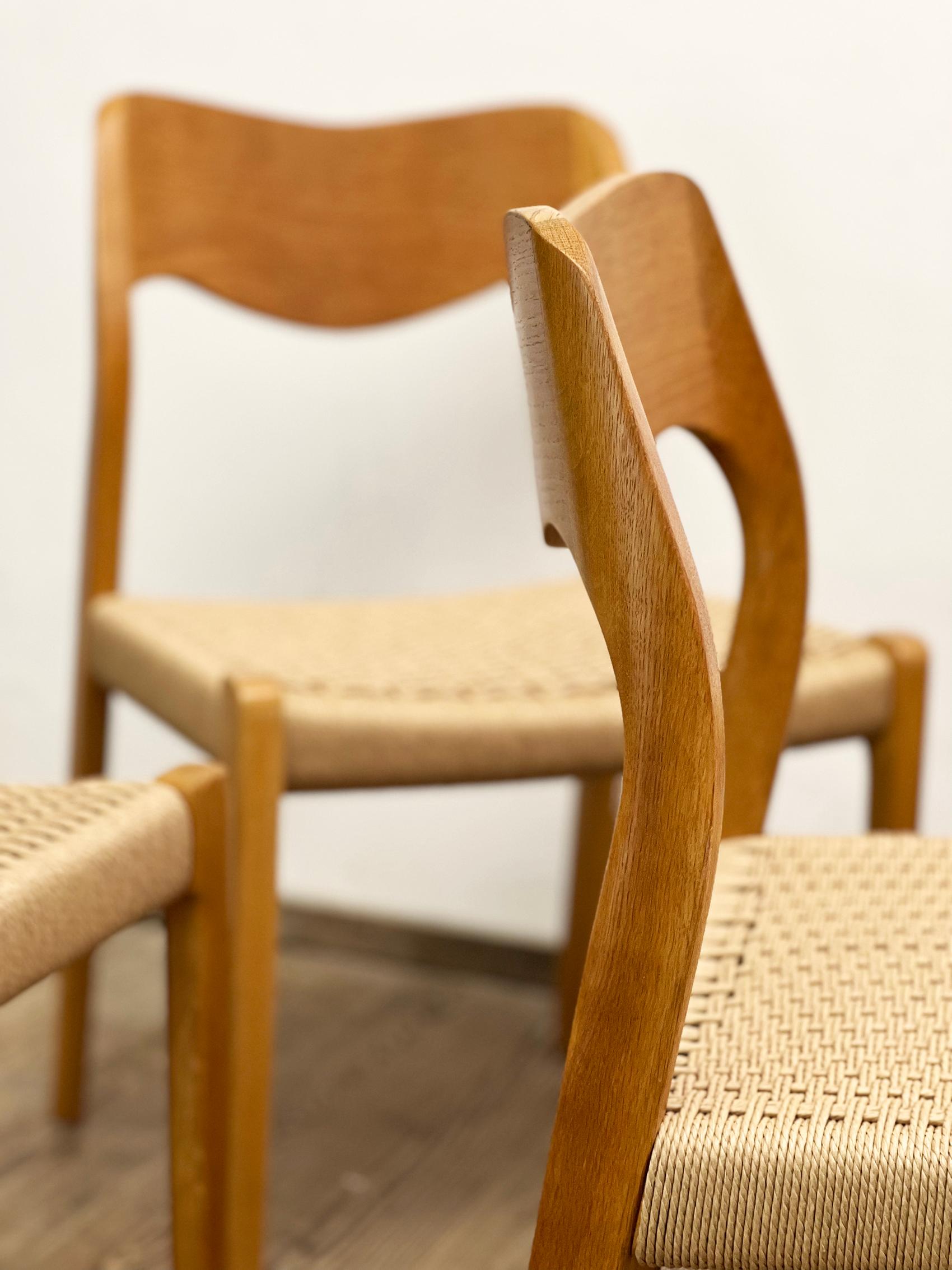 Mid-20th Century Mid-Century Oak Dining Chairs #71, by Niels O. Møller for J. L. Moller, Set of 6 For Sale