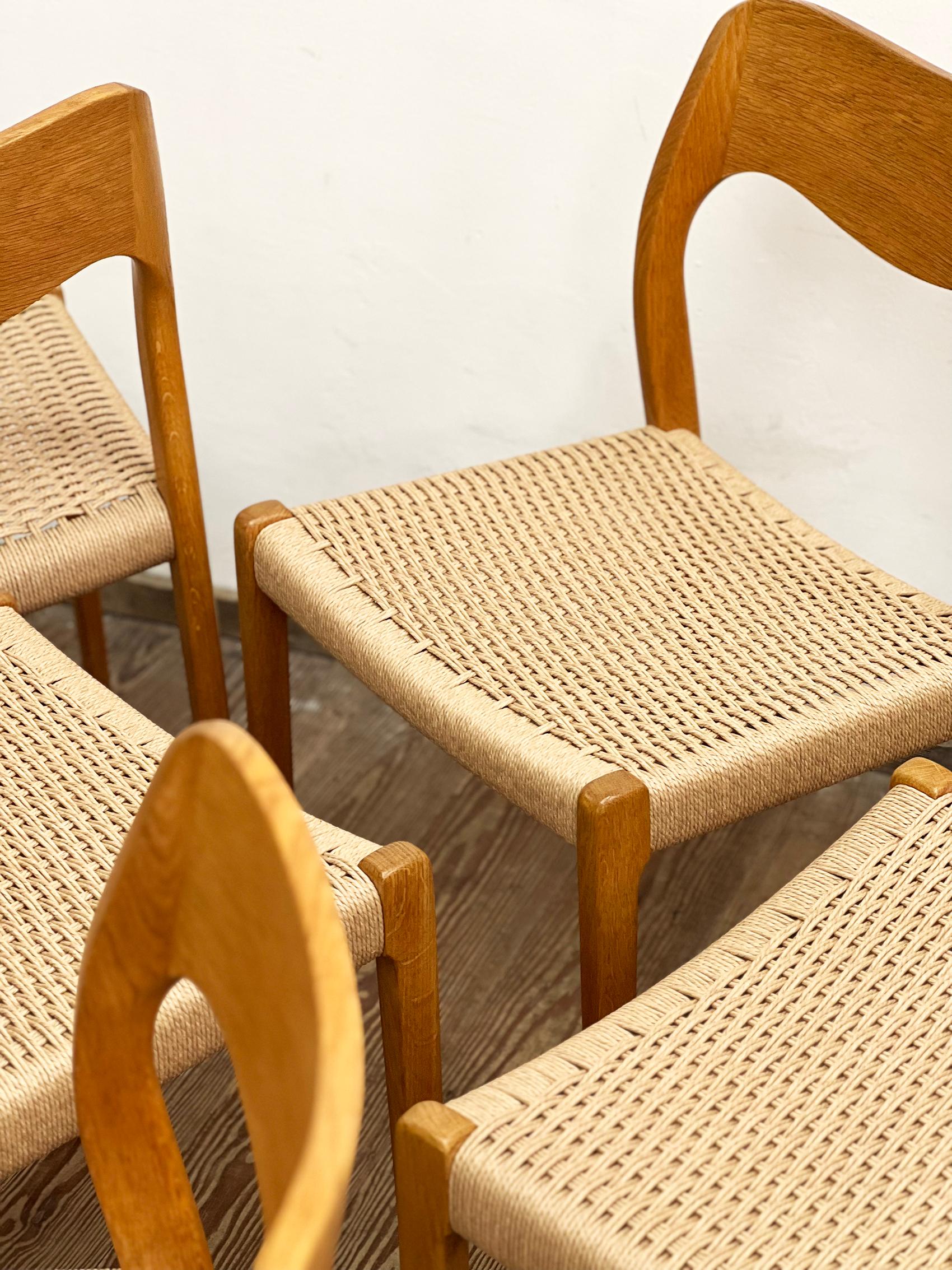 Mid-Century Oak Dining Chairs #71, by Niels O. Møller for J. L. Moller, Set of 6 1