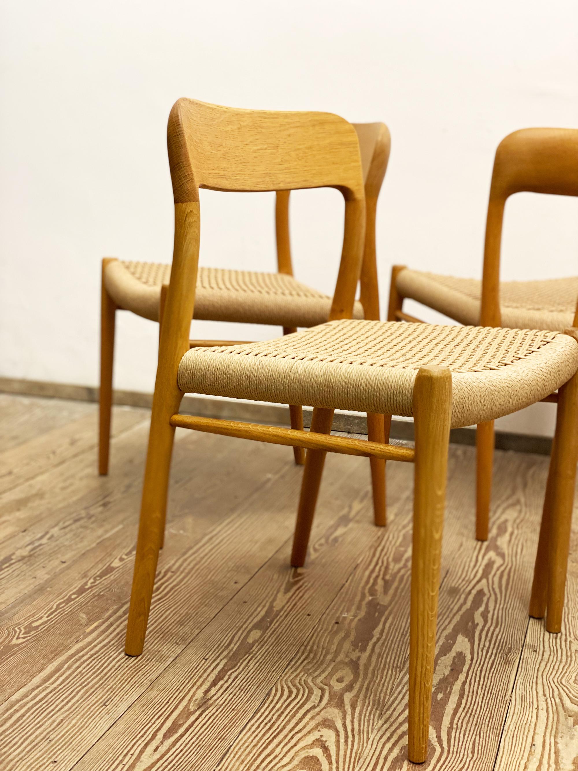 Mid-Century Oak Dining Chairs #75, Niels O. Møller for J. L. Moller, Set of 4 5