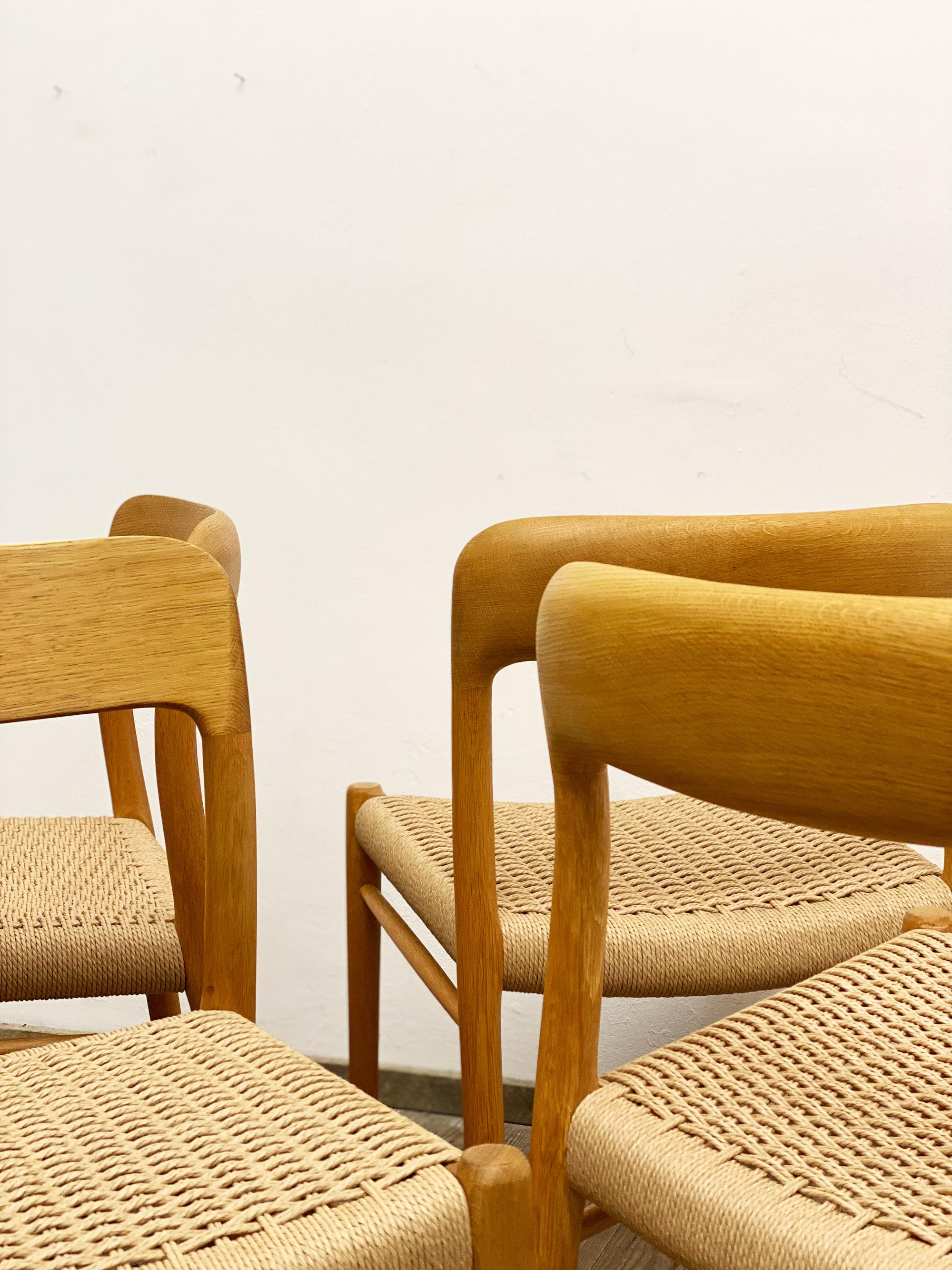 Mid-20th Century Mid-Century Oak Dining Chairs #75, Niels O. Møller for J. L. Moller, Set of 4
