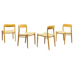 Mid-Century Oak Dining Chairs #75, Niels O. Møller for J. L. Moller, Set of 4