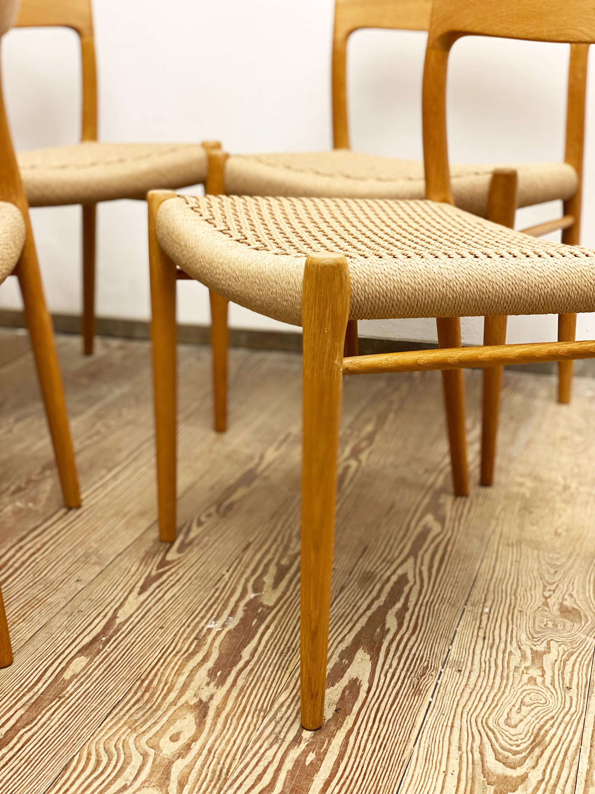 Mid-Century Oak Dining Chairs #75, Niels O. Møller for J. L. Moller, Set of 6 In Excellent Condition In München, Bavaria