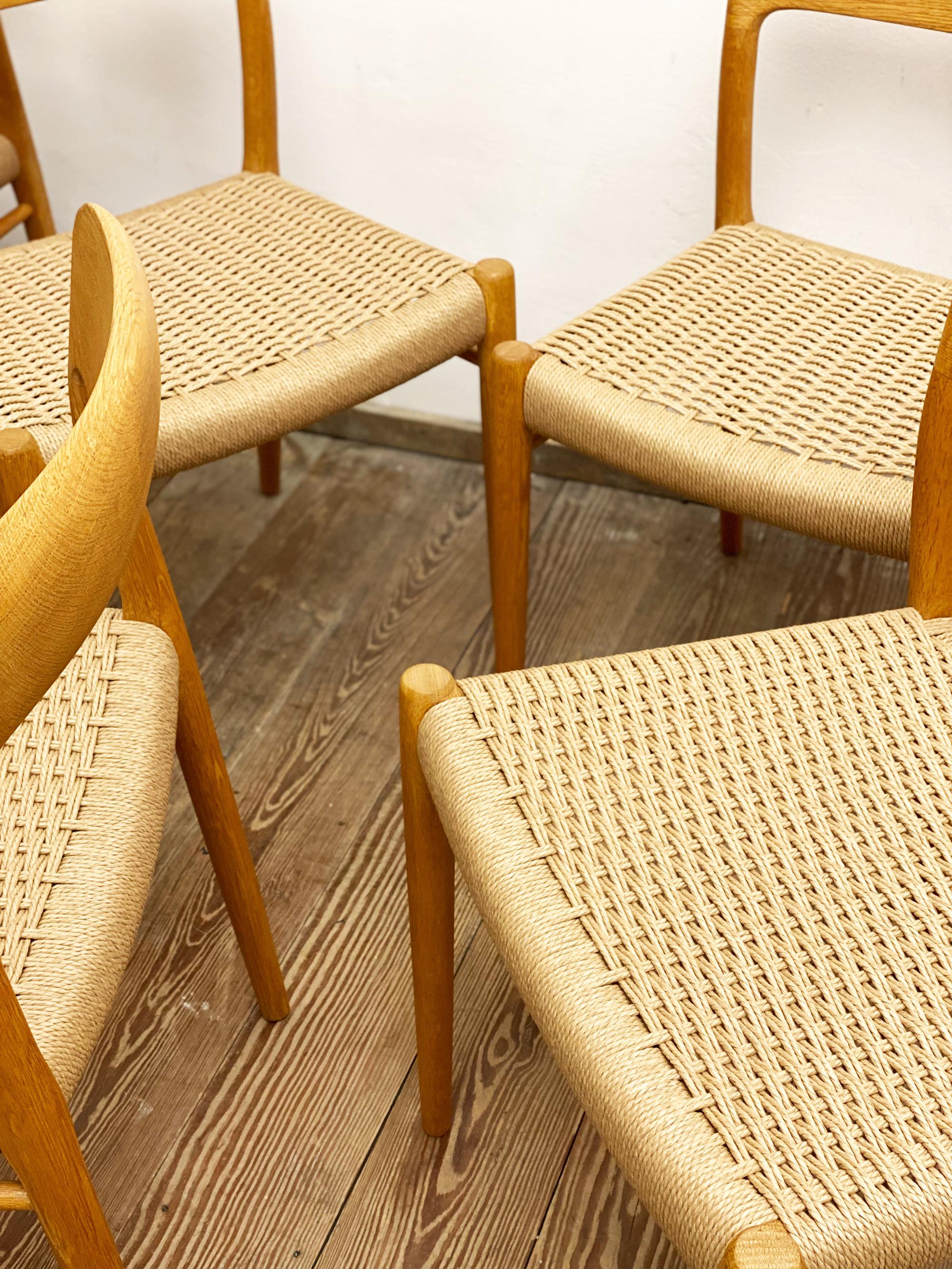 Mid-20th Century Mid-Century Oak Dining Chairs #75, Niels O. Møller for J. L. Moller, Set of 6