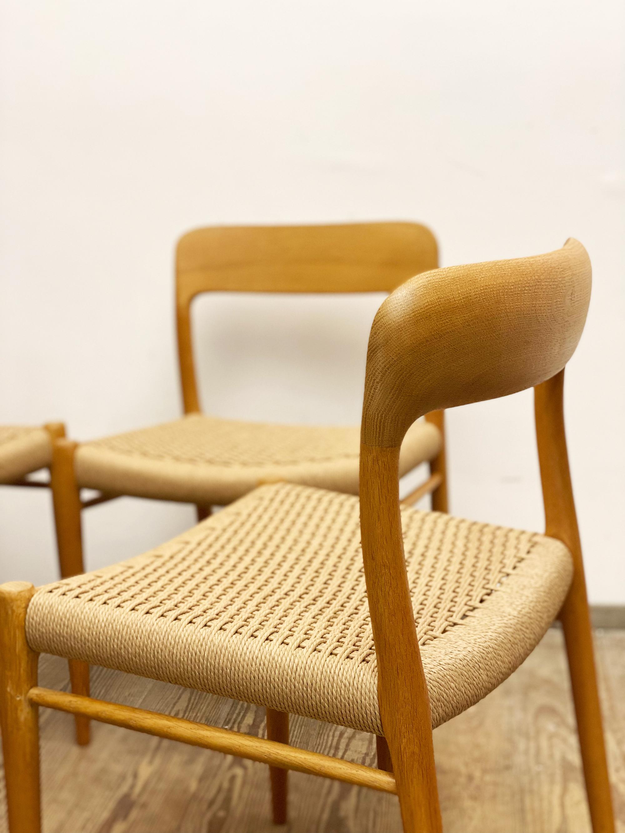 Mid-Century Oak Dining Chairs #75, Niels O. Møller for J. L. Moller, Set of 6 1