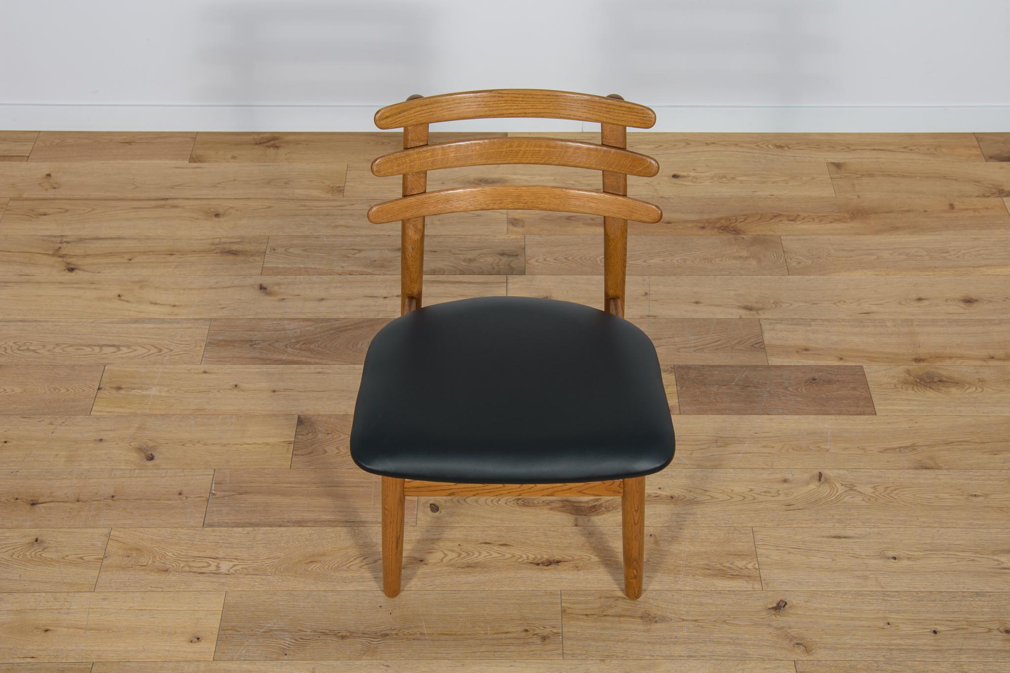 Leather Mid-Century Oak Dining Chairs by Poul Volther for FDB Mobler , Denmark, 1960s  For Sale