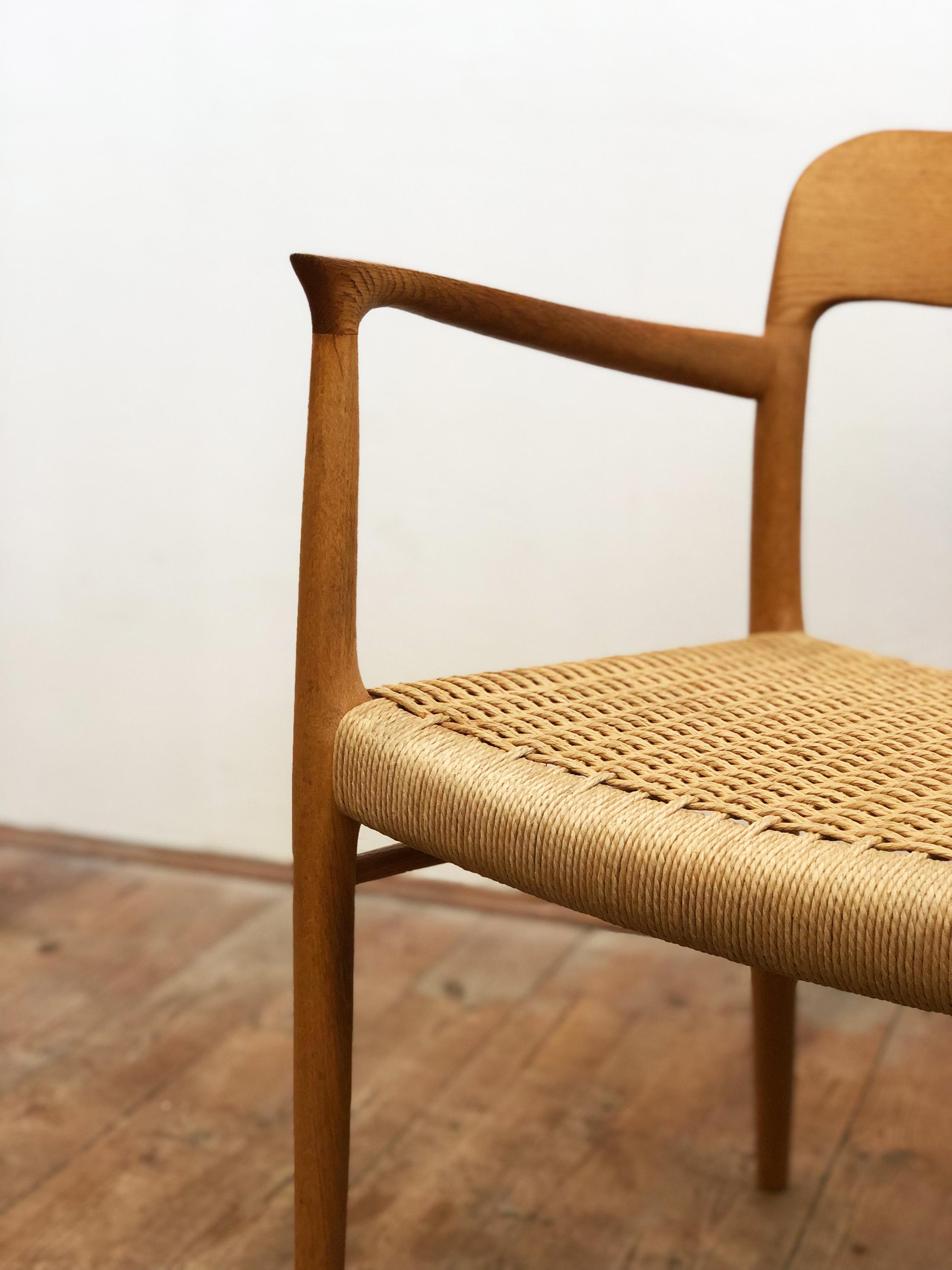 Mid-20th Century Midcentury Oak Dining Chairs, Model 56 by Niels O. Møller with Paper Cord Seats