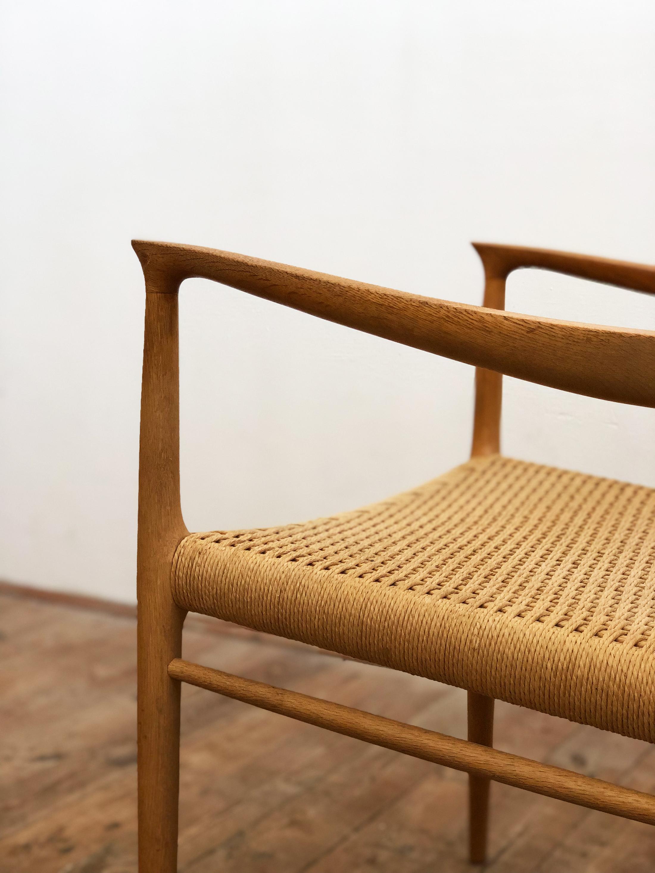 Midcentury Oak Dining Chairs, Model 56 by Niels O. Møller with Paper Cord Seats 1
