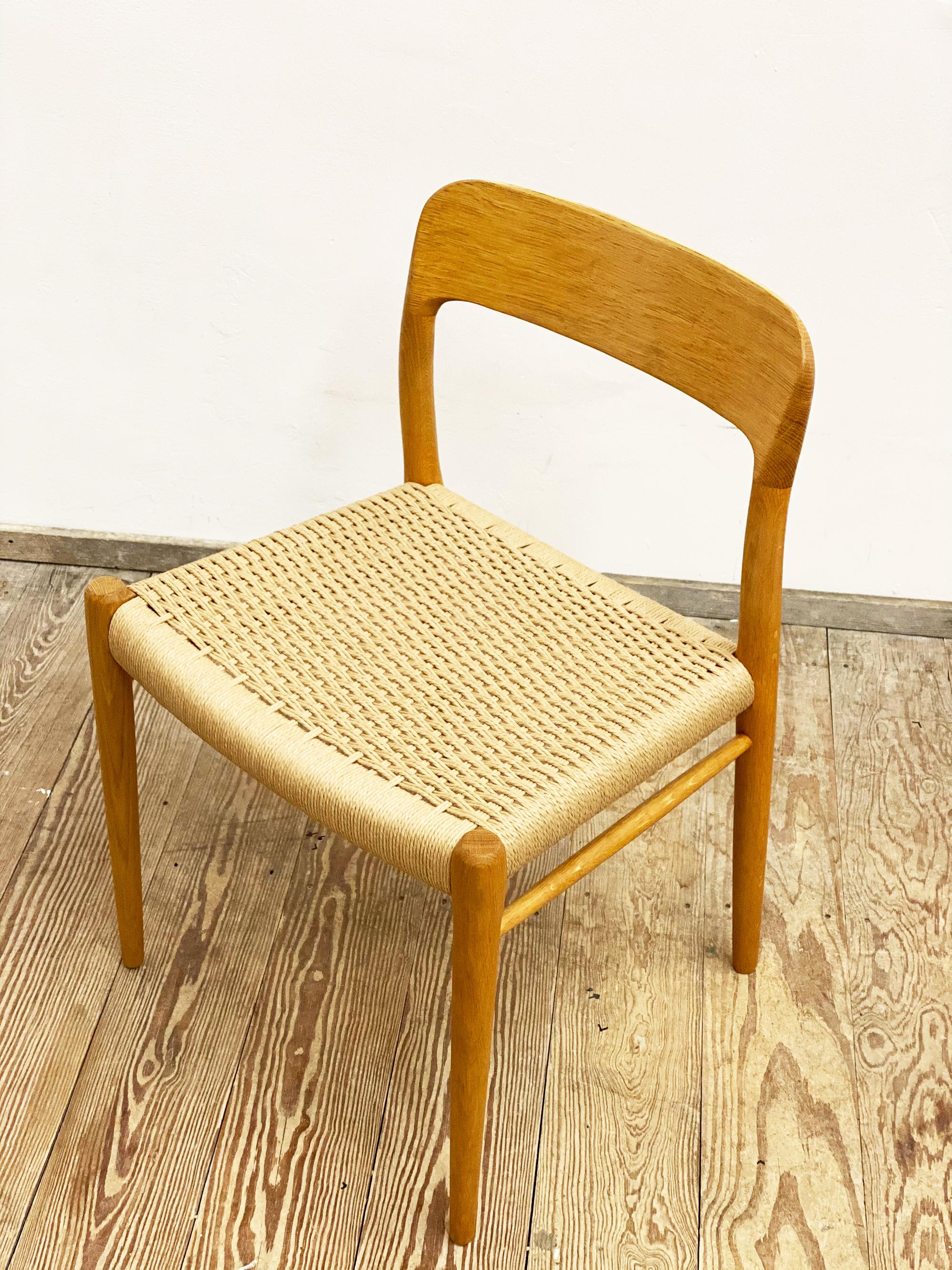 Mid-20th Century Mid-Century Oak Dining or Side Chair #75 by Niels O. Møller for J. L. Moller