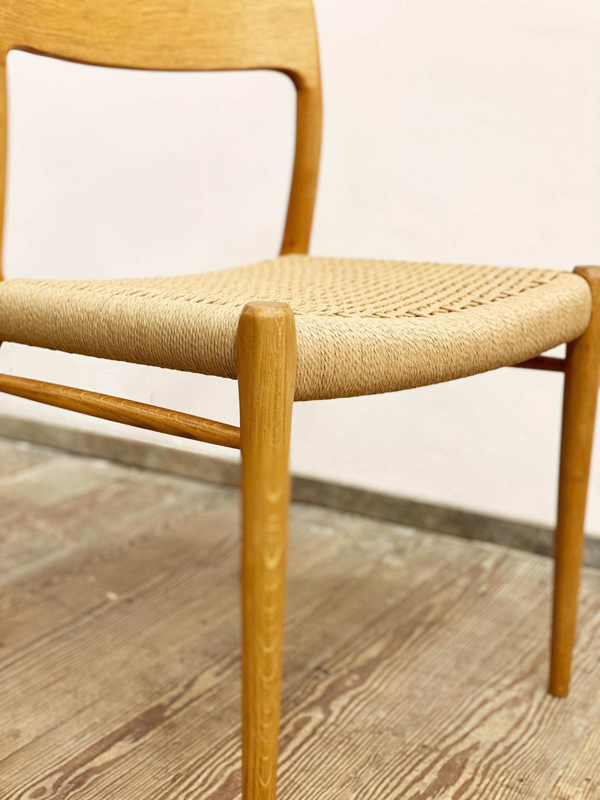 Papercord Mid-Century Oak Dining or Side Chair #75 by Niels O. Møller for J. L. Moller