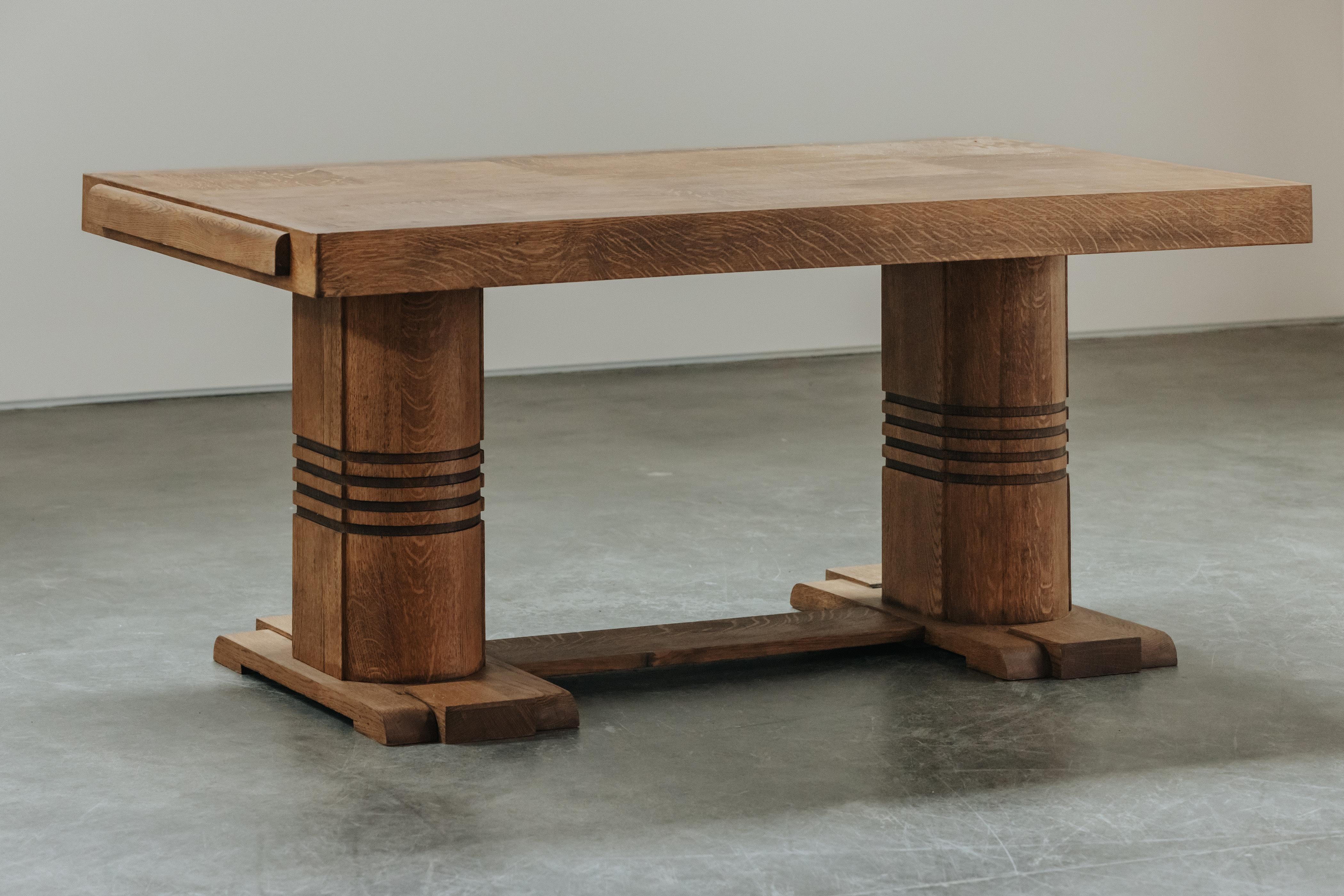 European Mid Century Oak Dining Table From France, Circa 1960 For Sale