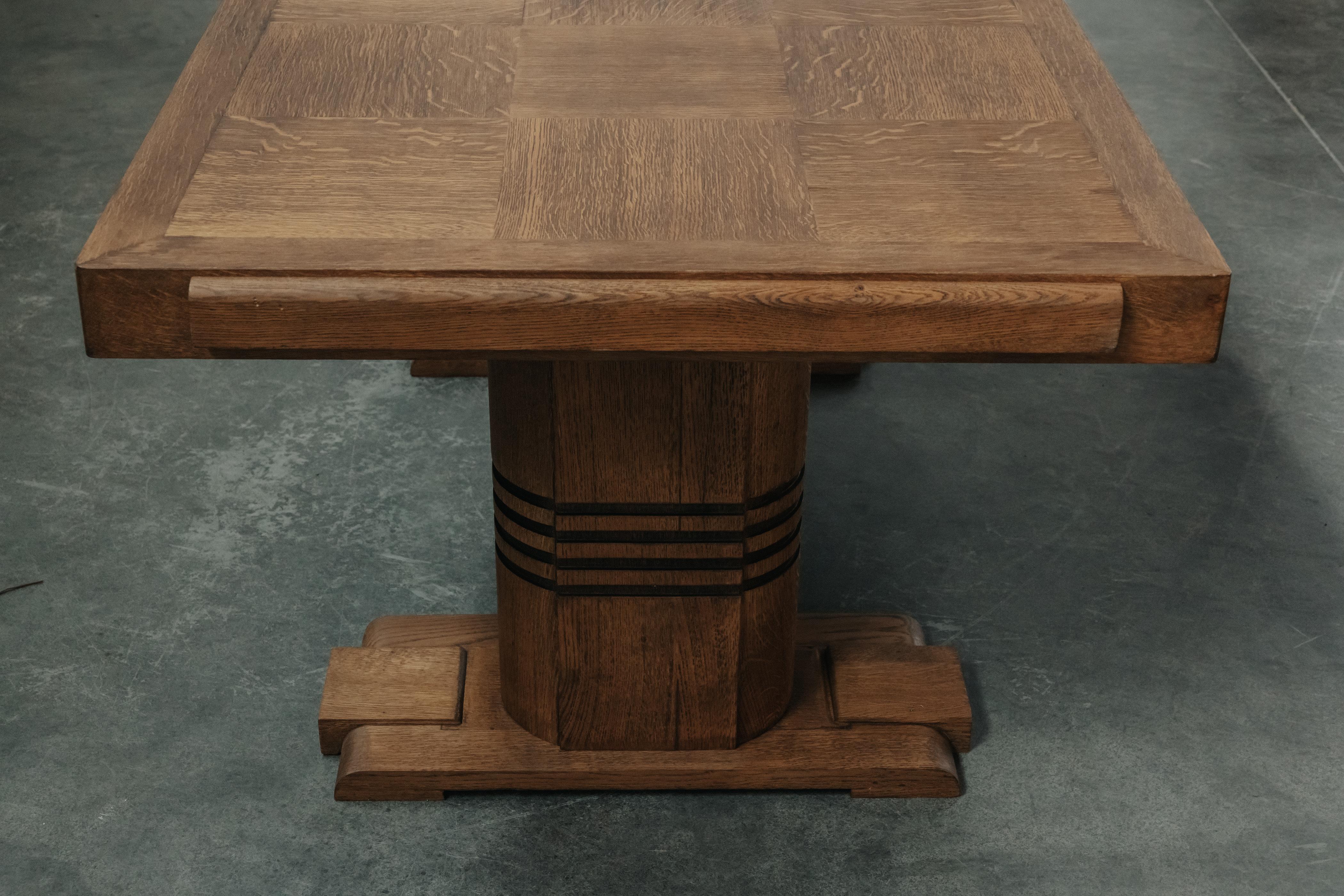 Mid Century Oak Dining Table From France, Circa 1960 For Sale 3