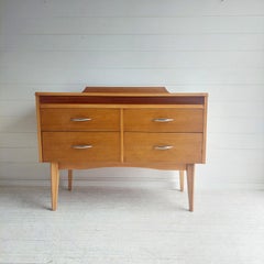 Mid Century Oak Dressing Table, Dresser Chest Of Drawers By Lebus, 60s