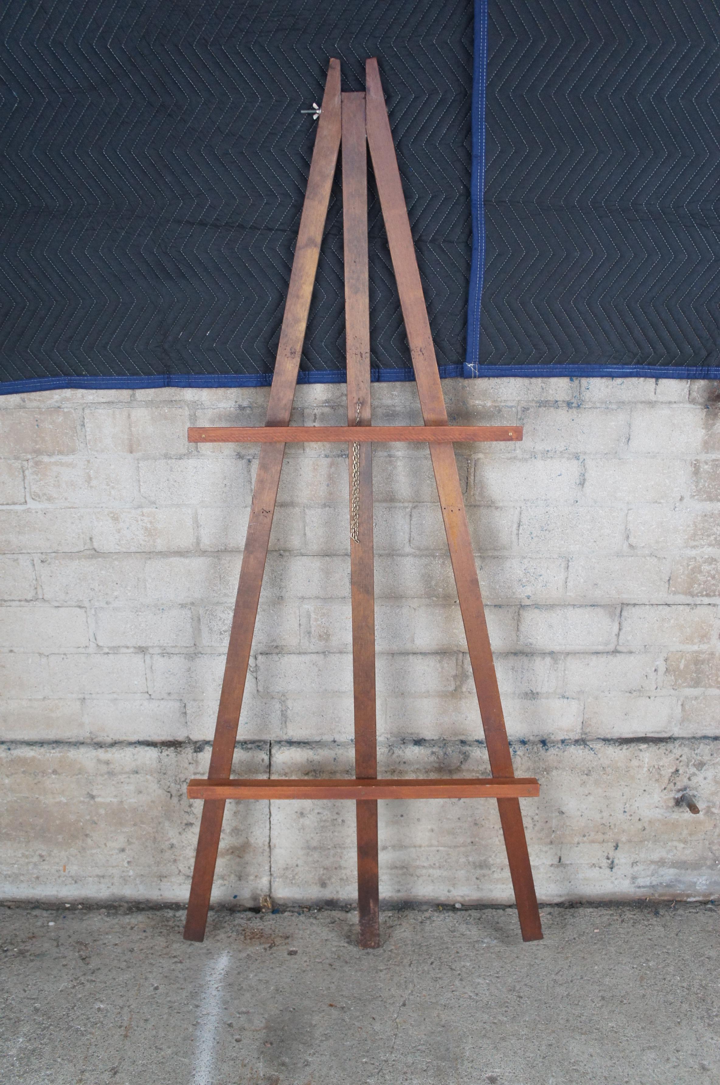Midcentury Oak Floor Artwork Display Easel Painting Stand 3