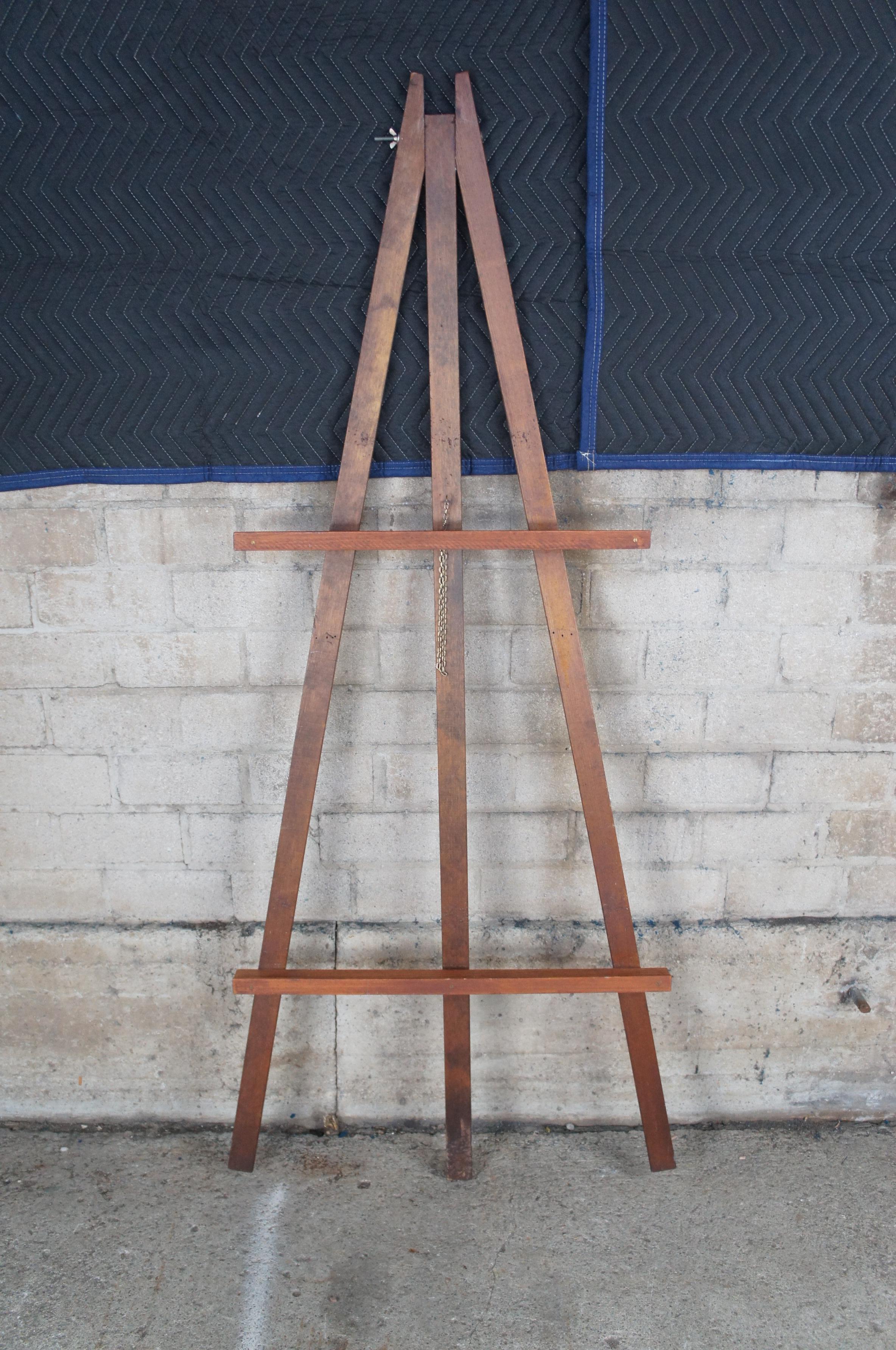 Midcentury Oak Floor Artwork Display Easel Painting Stand For Sale 3