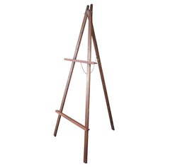 Midcentury Oak Floor Artwork Display Easel Painting Stand