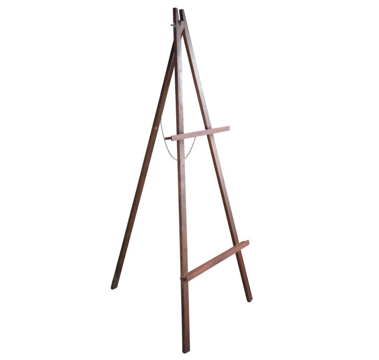 Midcentury Oak Floor Artwork Display Easel Painting Stand For Sale at 1stDibs