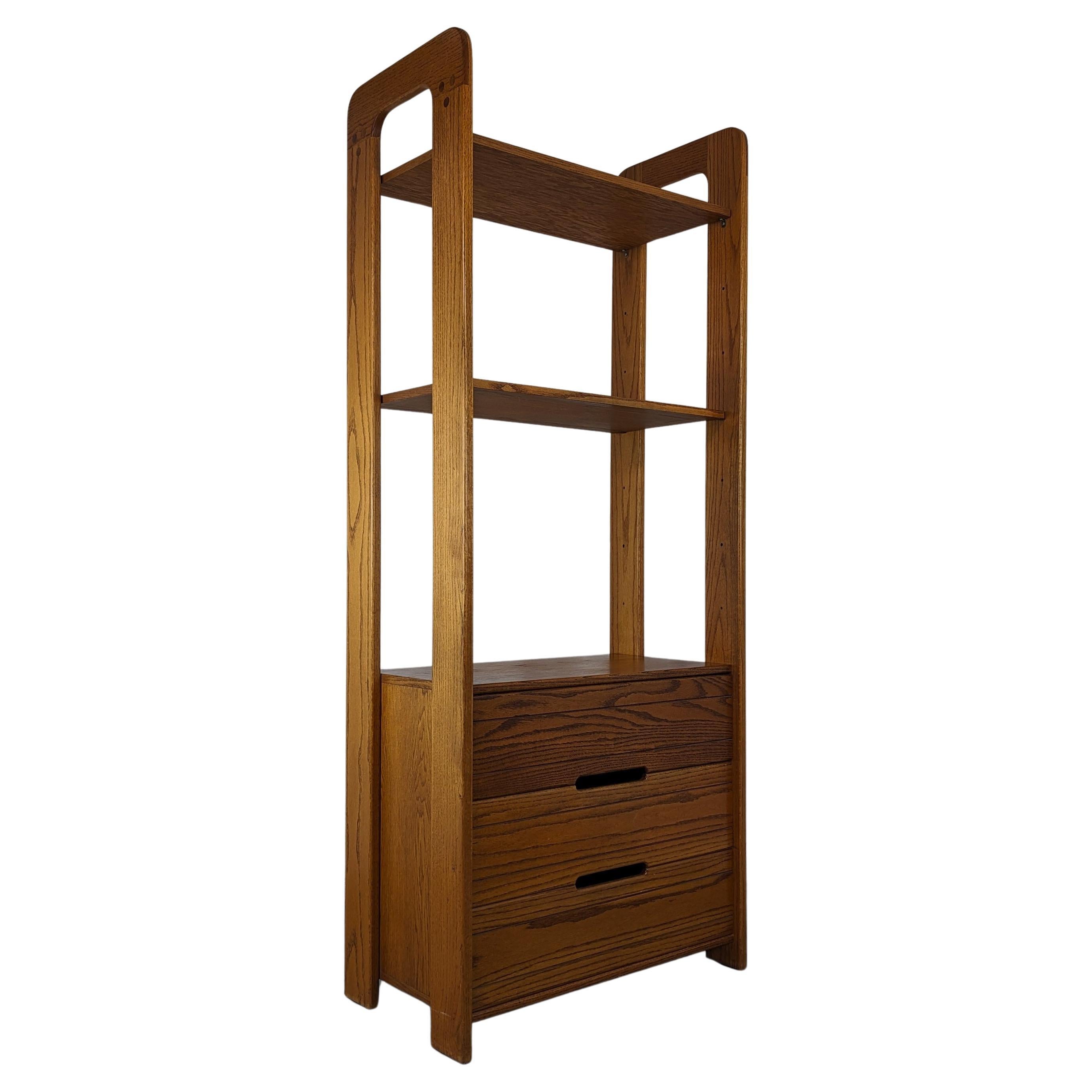 Mid Century Oak Freestanding Wall Unit Shelving/Bookcase by Lou Hodges, c1970s For Sale