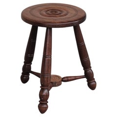 Mid-Century Oak French Stool in Manner of Dudouyt