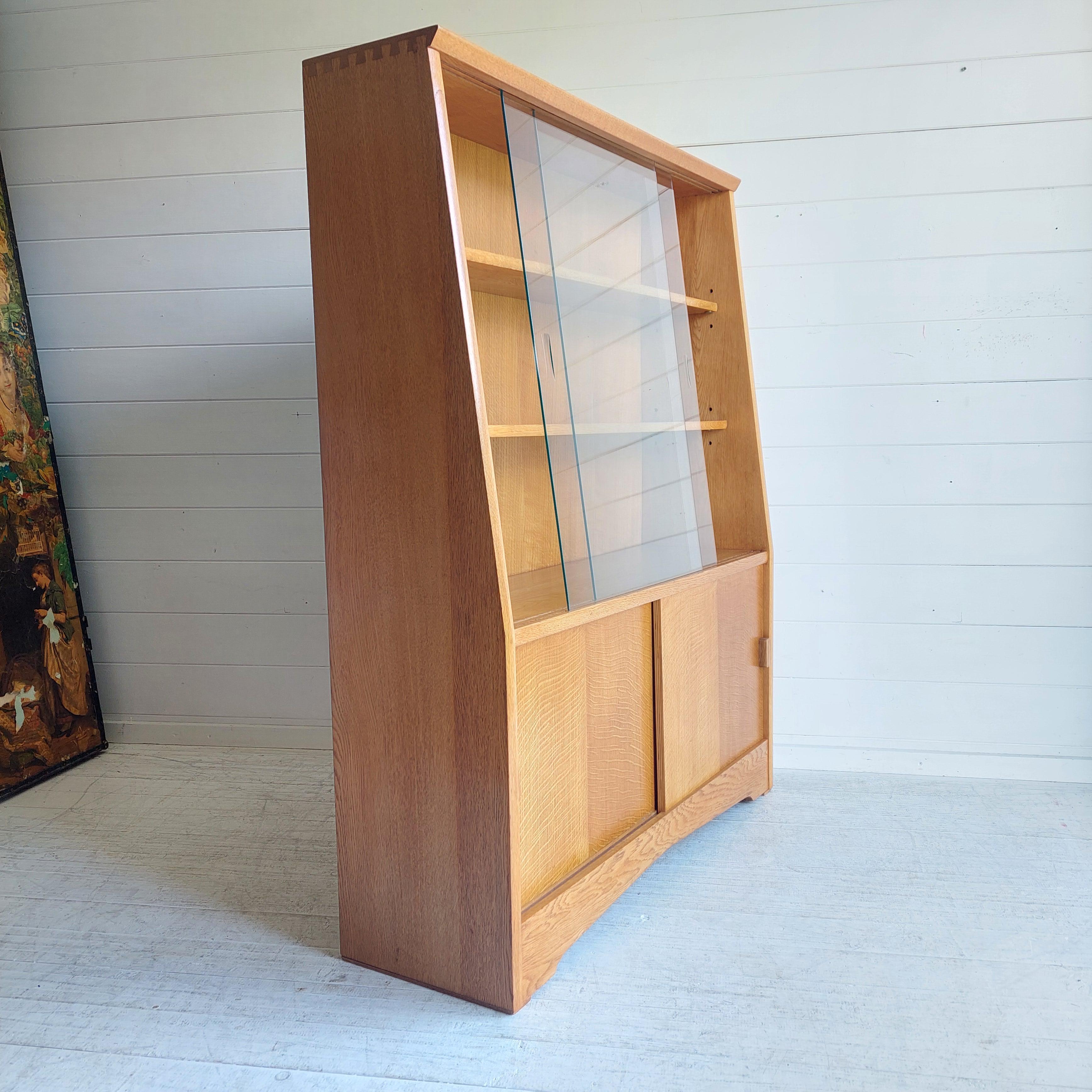 Glass Mid Century Oak Glazed Bookcase By Herbert E Gibbs, 1960s For Sale