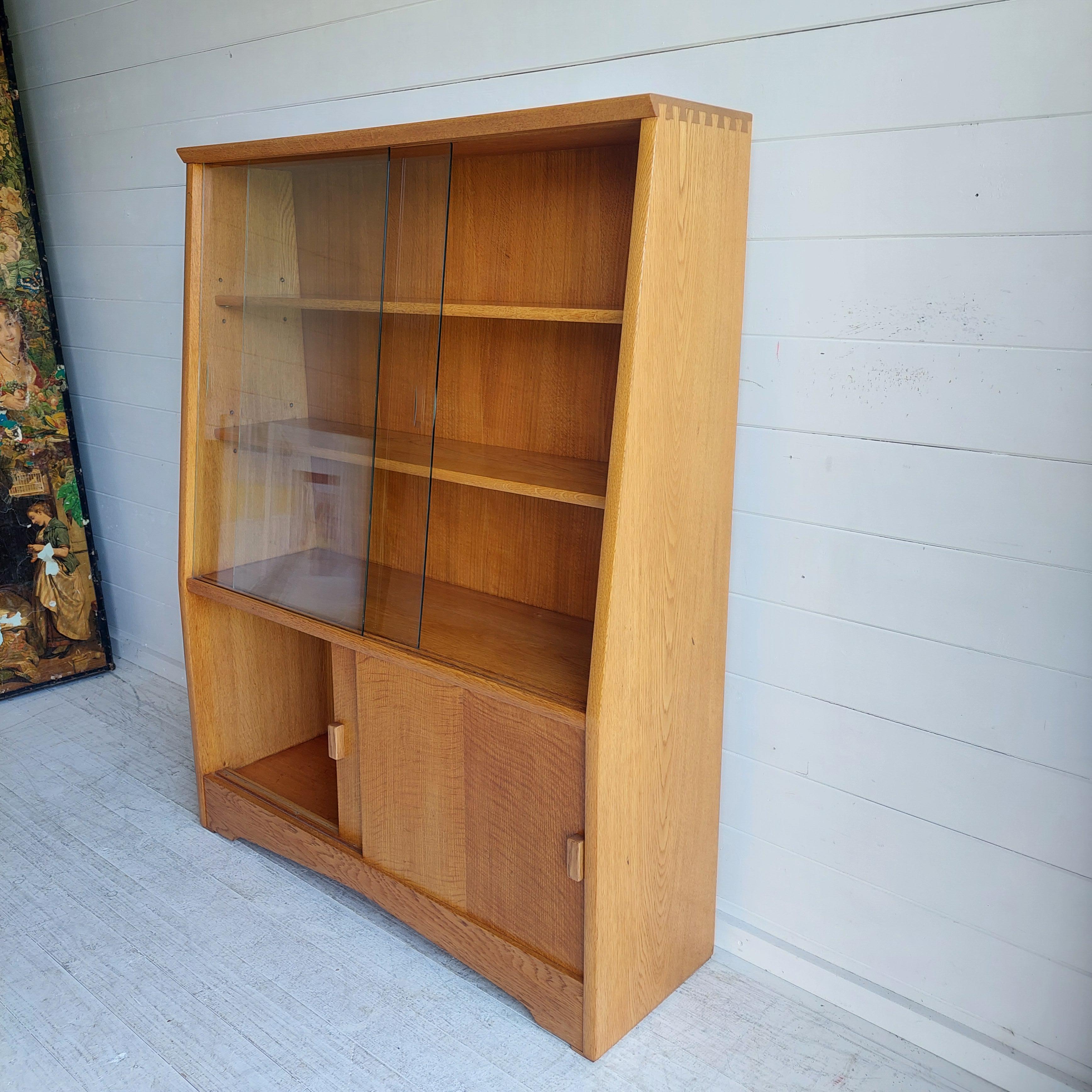 Mid Century Oak Glazed Bookcase By Herbert E Gibbs, 1960s For Sale 1