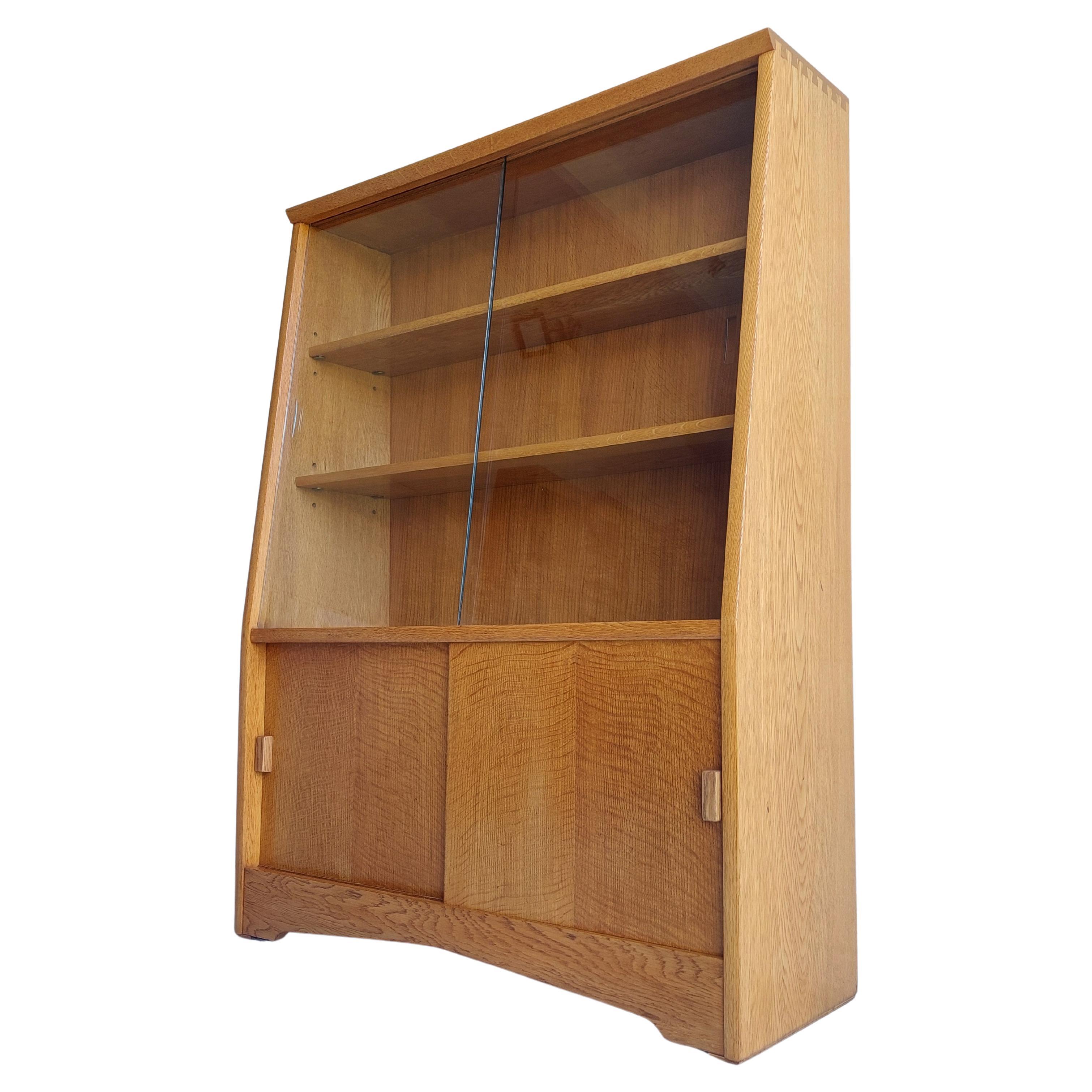 Mid Century Oak Glazed Bookcase By Herbert E Gibbs, 1960s