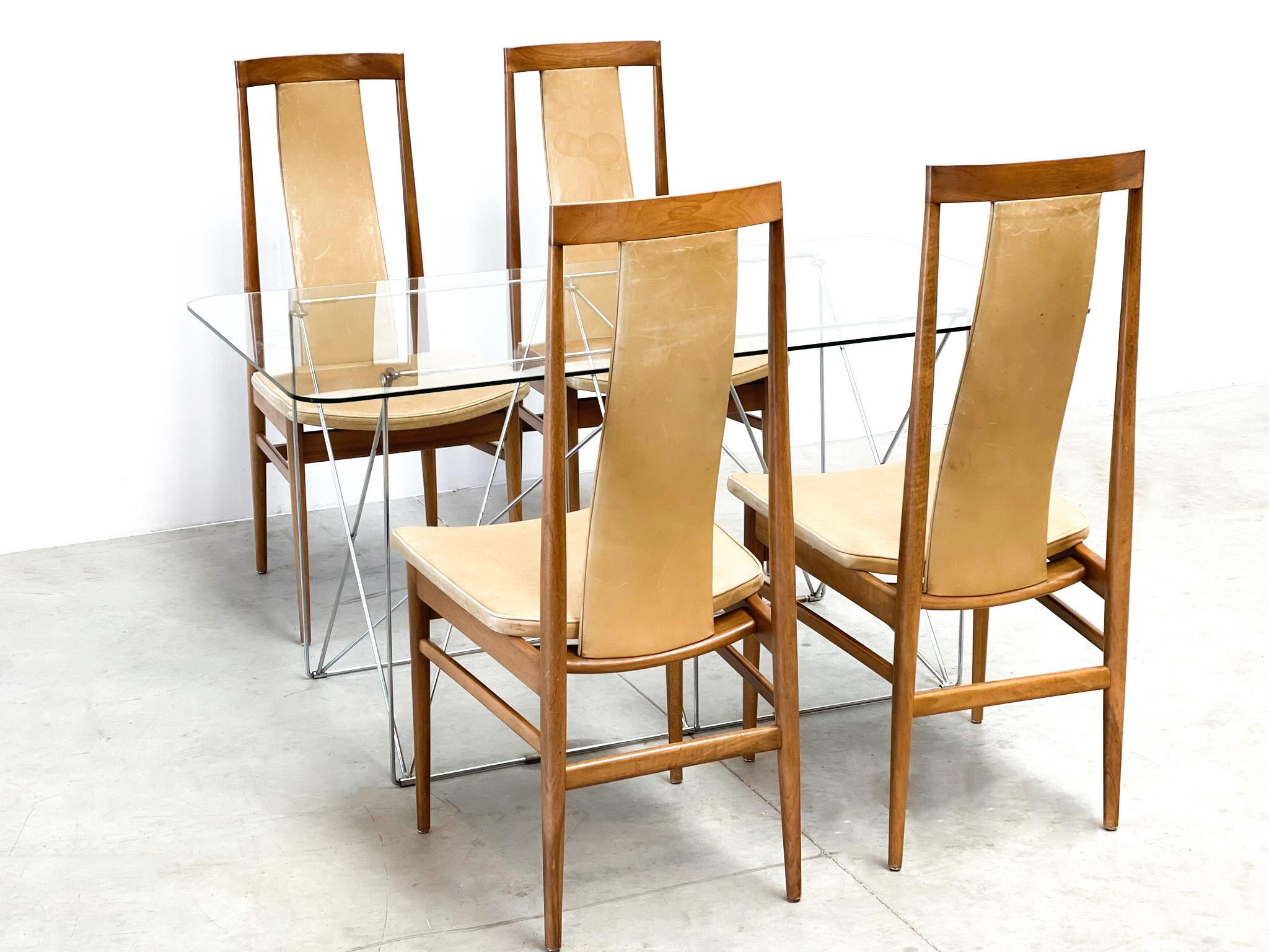 Mid-Century Modern Chaises de salle à manger à haut dossier en Oak Oak, années 1960 en vente