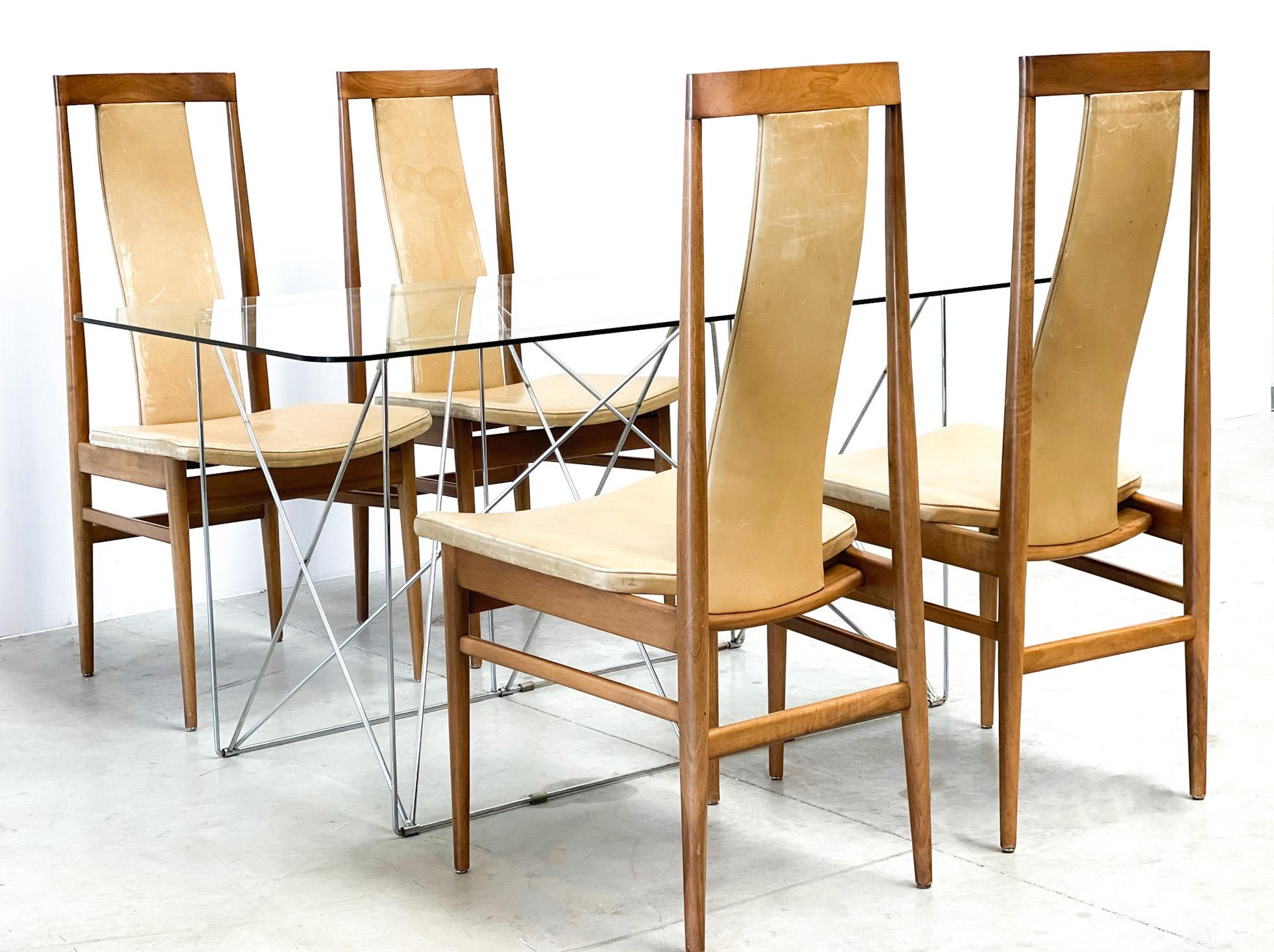 Mid-Century Modern Mid century oak high back dining chairs, 1960s For Sale