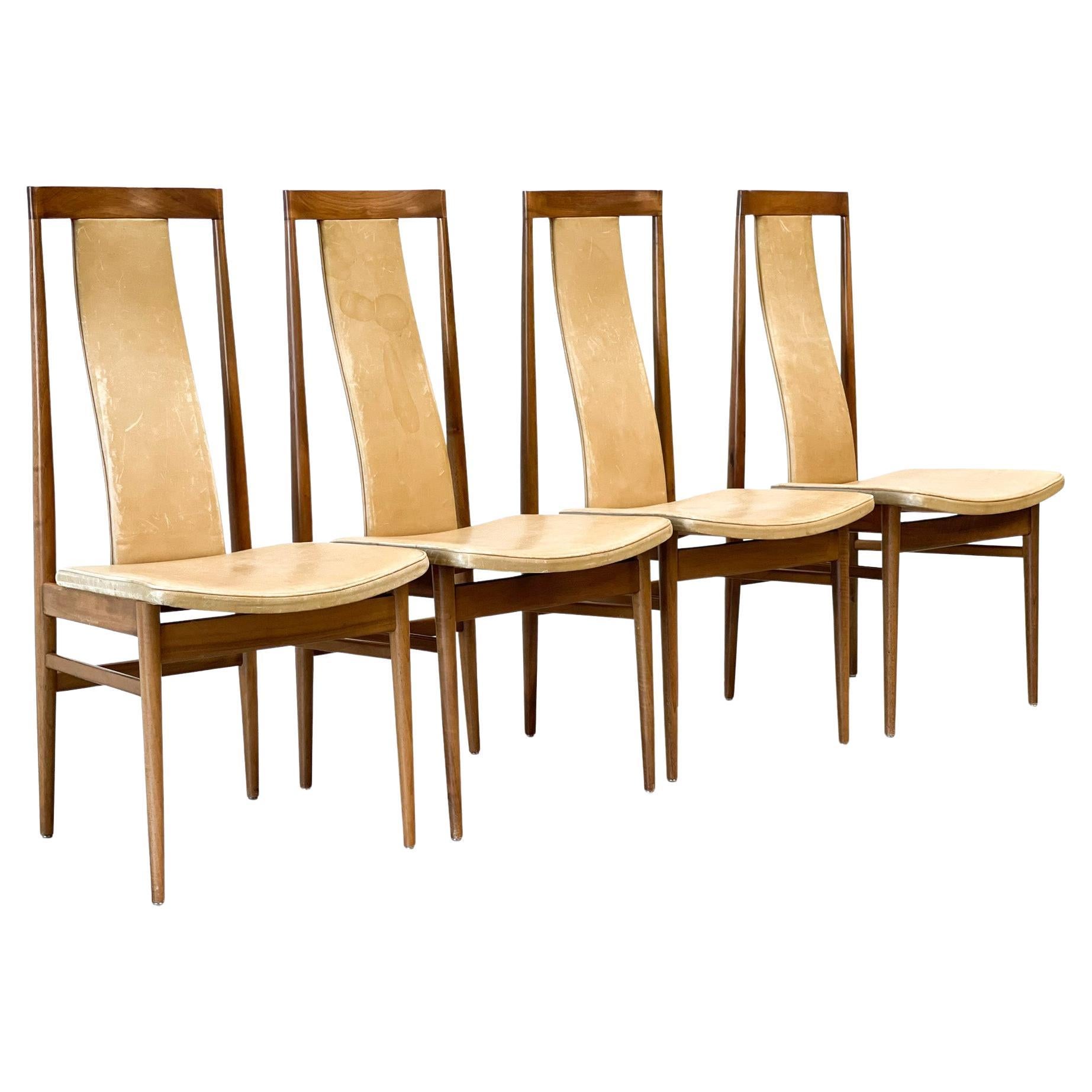 Mid century oak high back dining chairs, 1960s For Sale