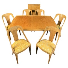 Mid Century Oak Leaf Table Dining Set by Jack Van Der Molen