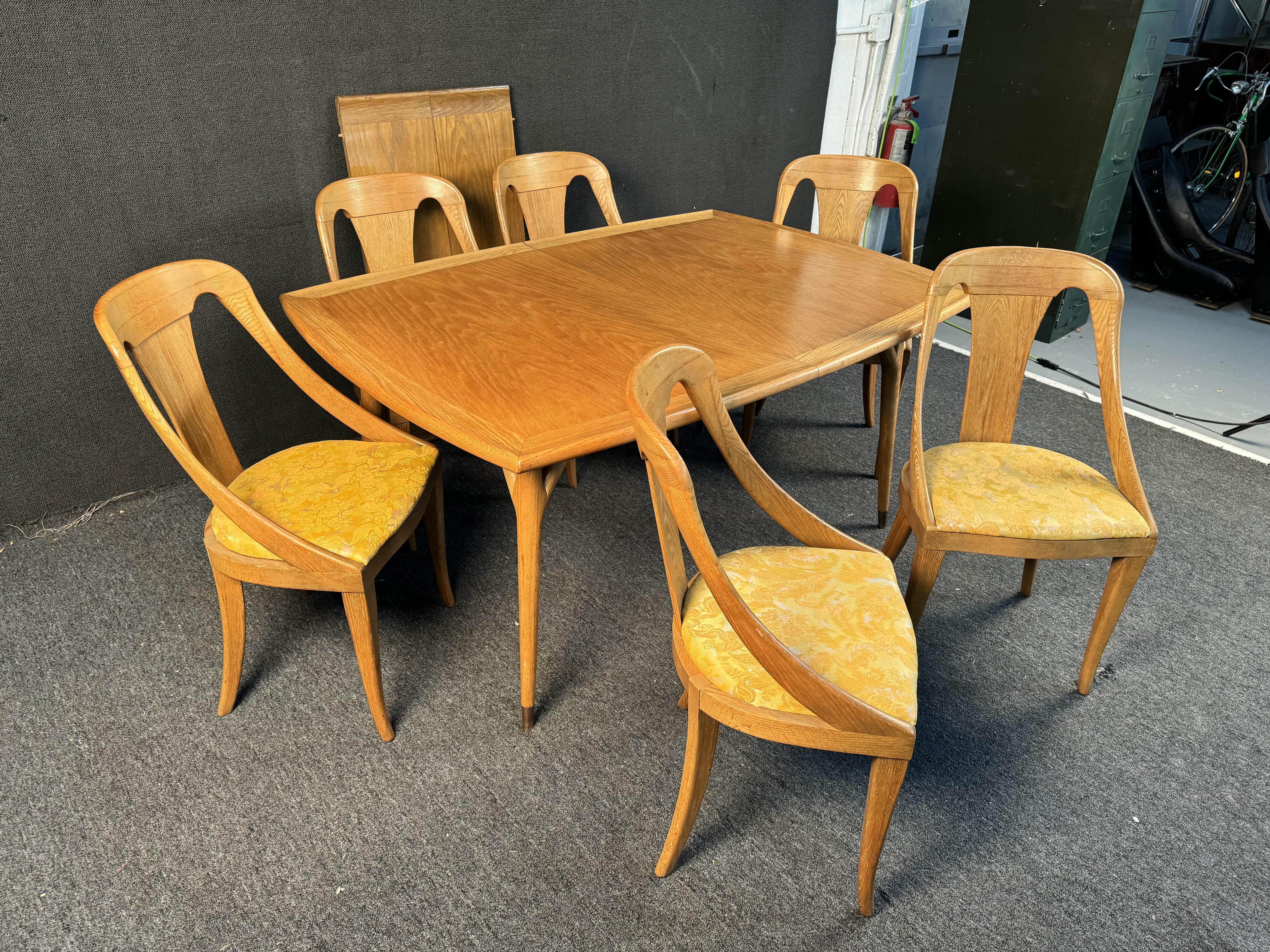 Mid Century Oak Leaf Tisch Esstischset von Jack Van Der Molen (Moderne der Mitte des Jahrhunderts) im Angebot