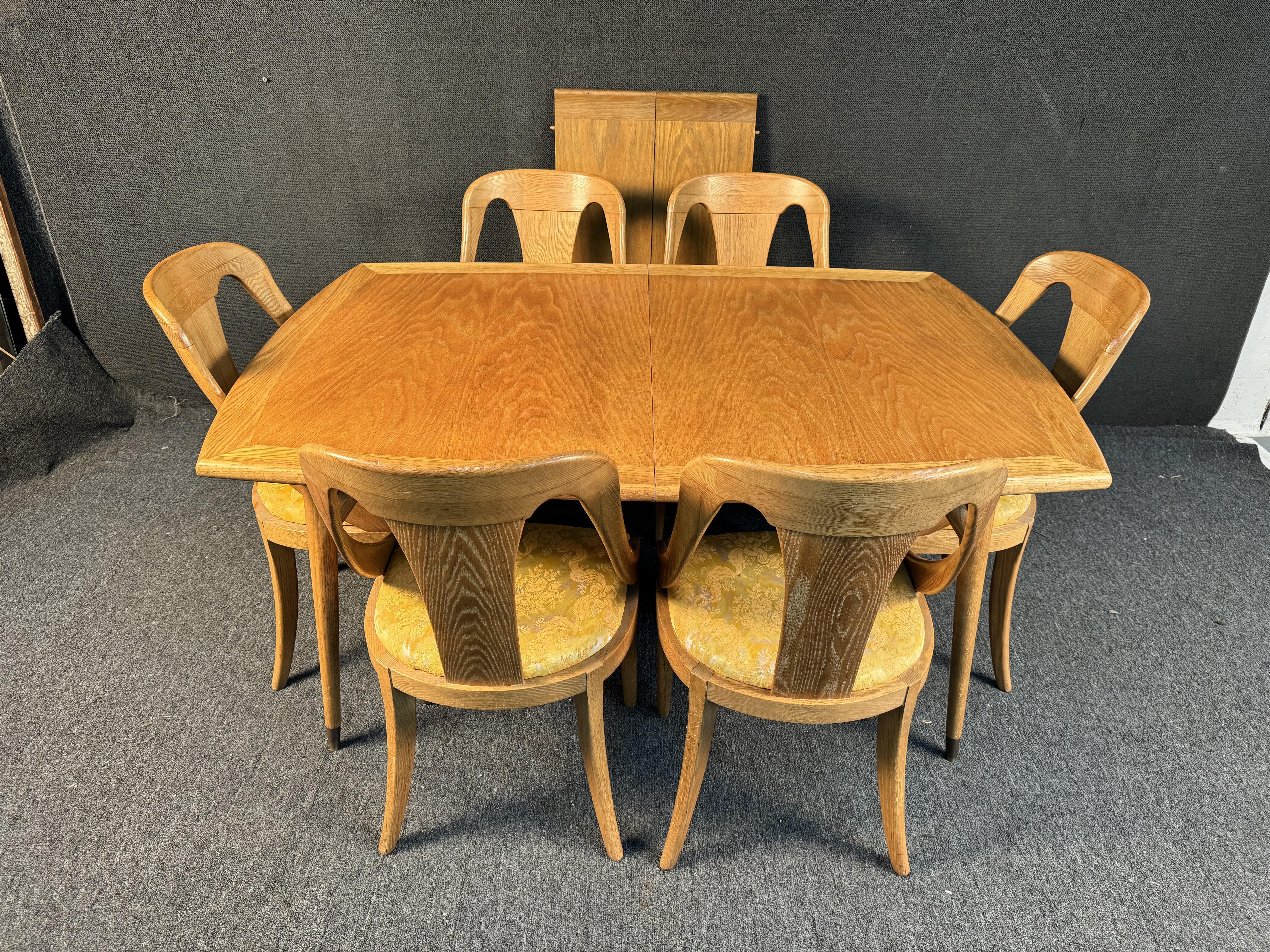 Mid Century Oak Leaf Table Dining Set by Jack Van Der Molen In Good Condition For Sale In Brooklyn, NY